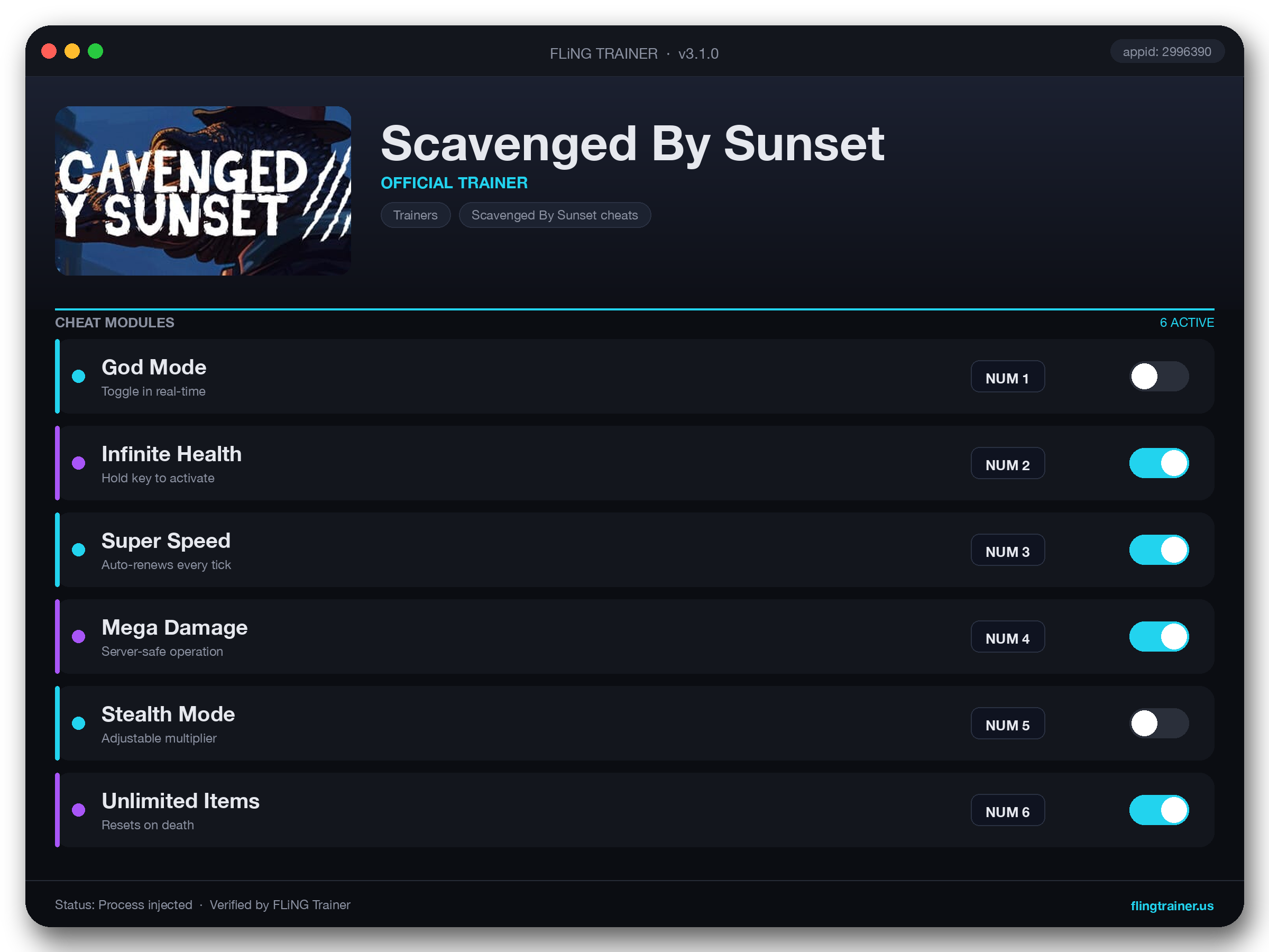 Scavenged By Sunset Trainer interface