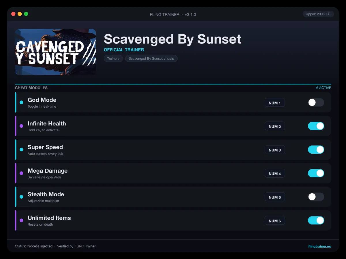 Scavenged By Sunset Trainer interface