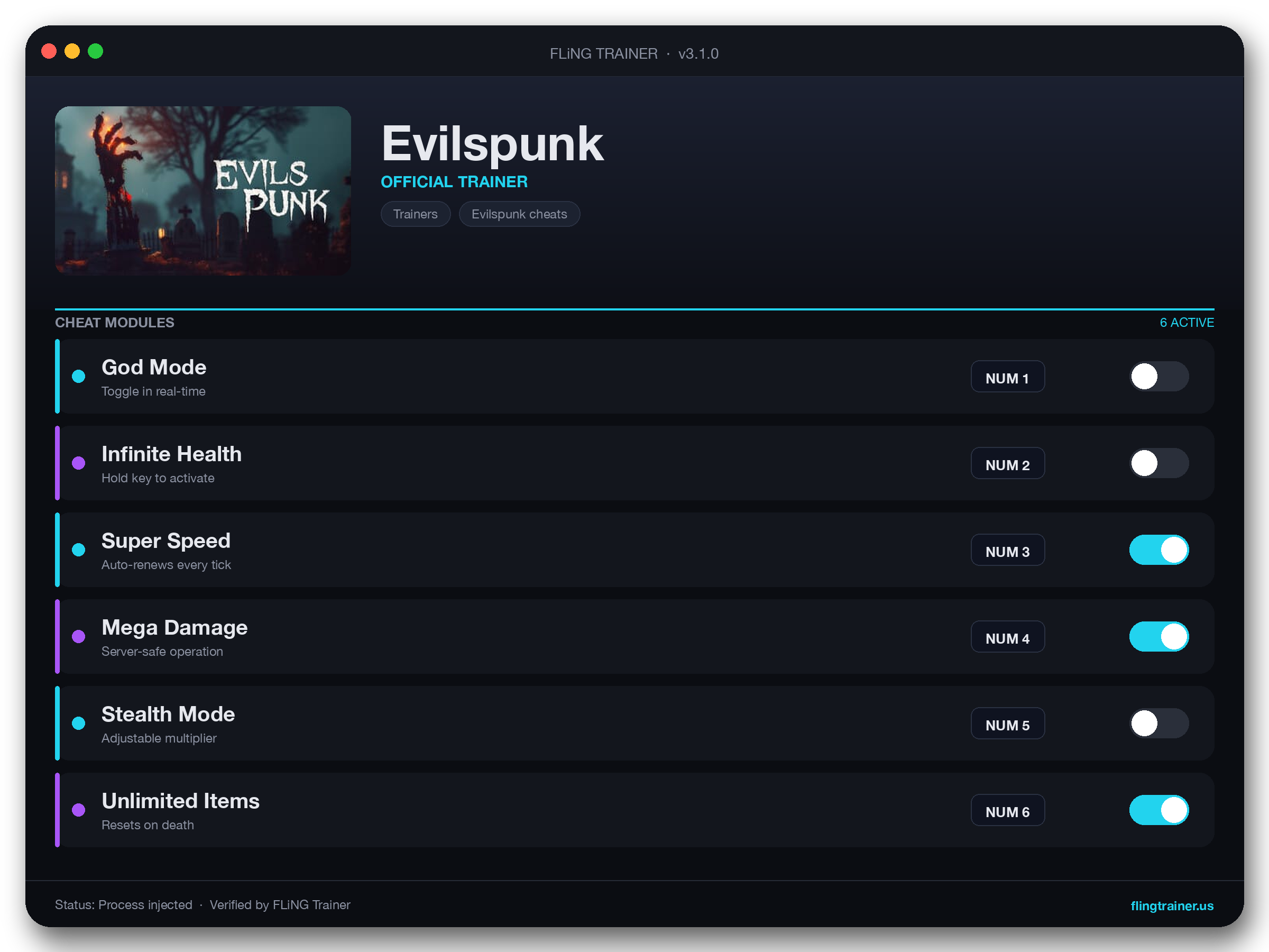 Evilspunk Trainer interface