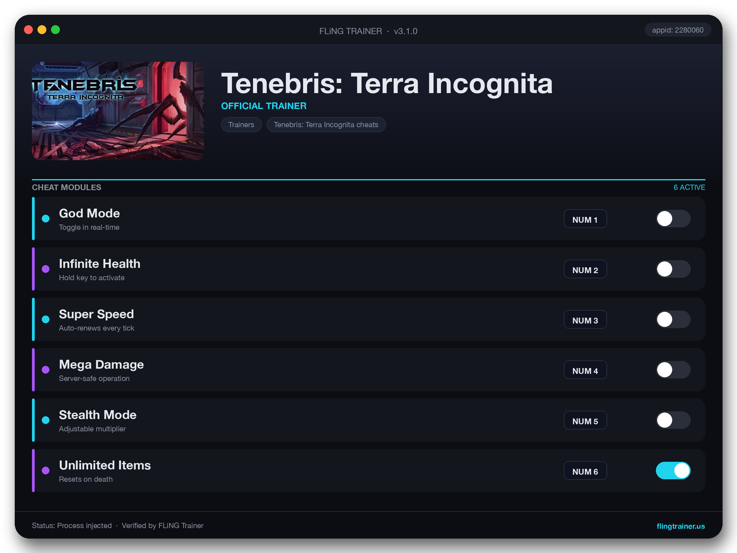 Tenebris: Terra Incognita Trainer interface