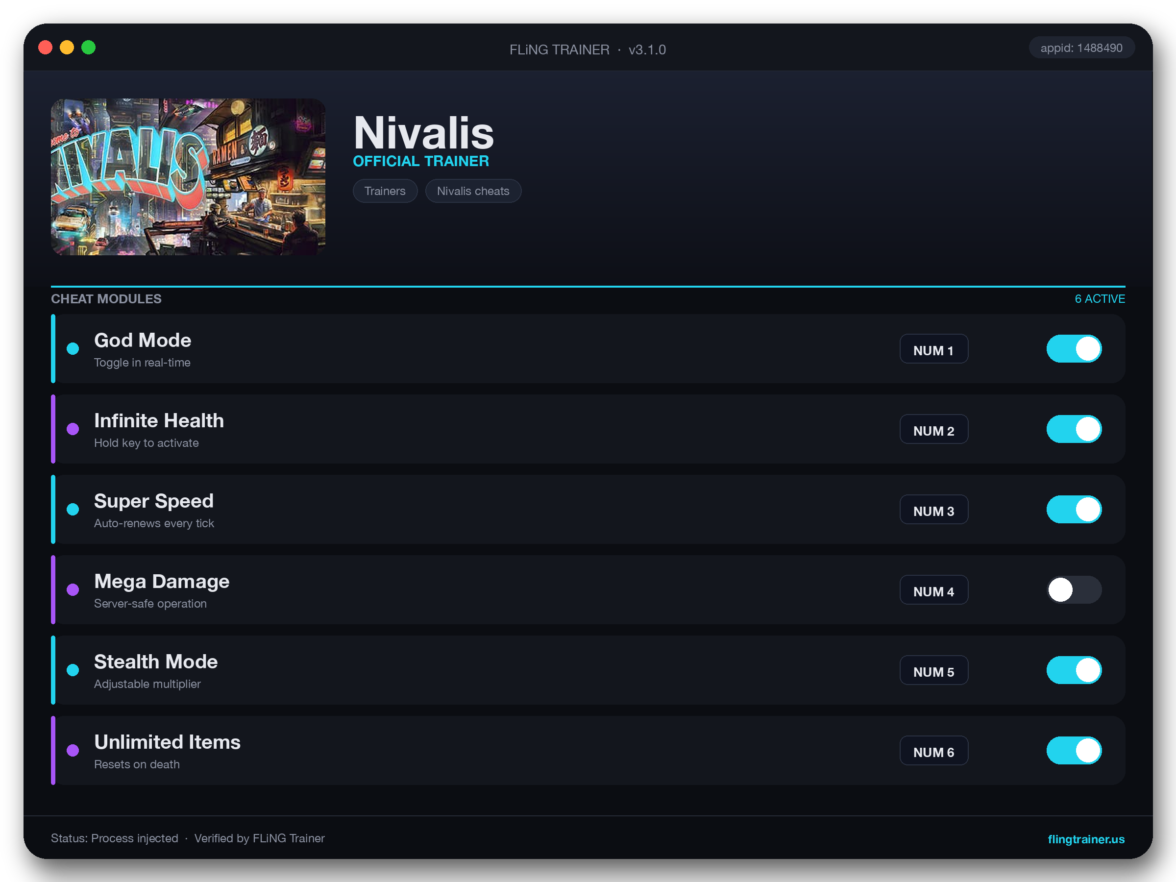 Nivalis Trainer interface