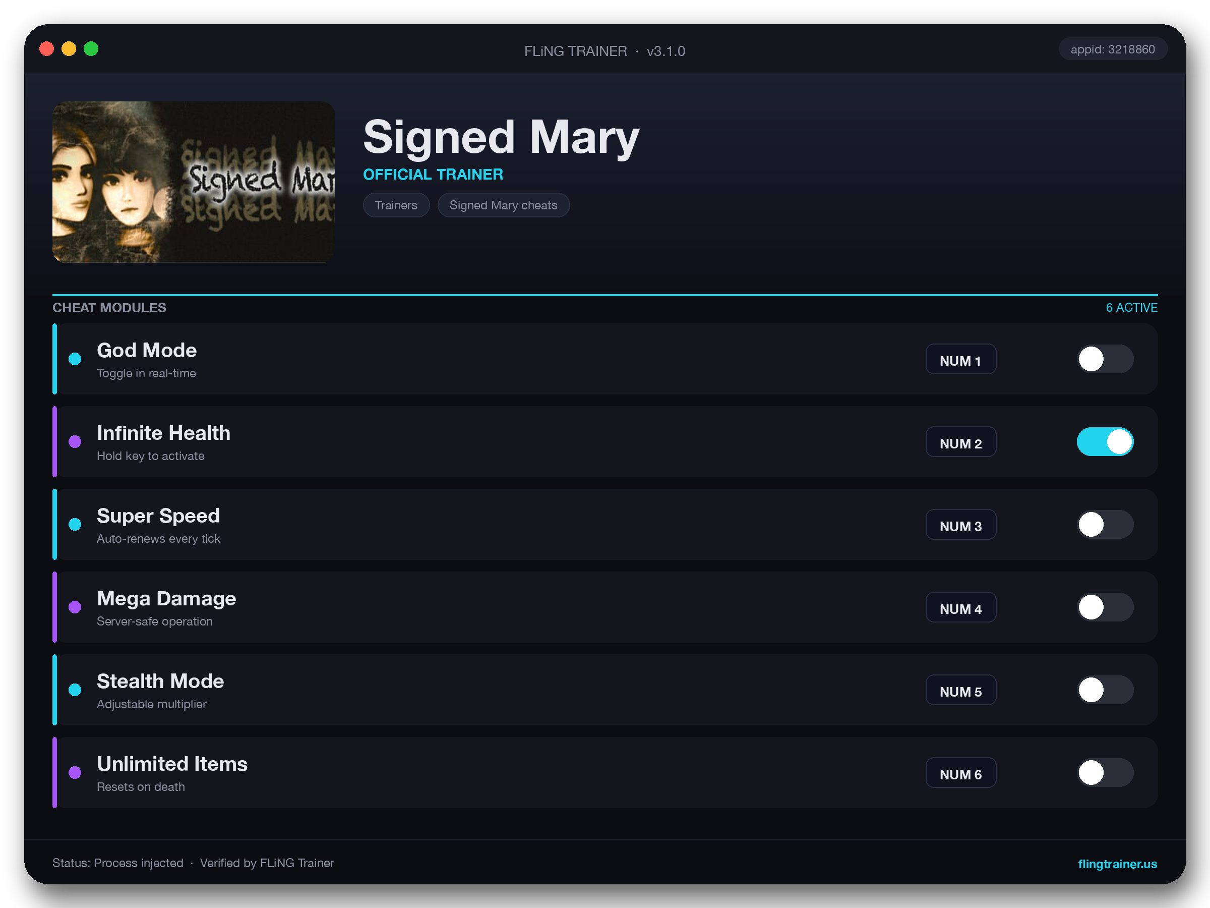 Signed Mary Trainer interface