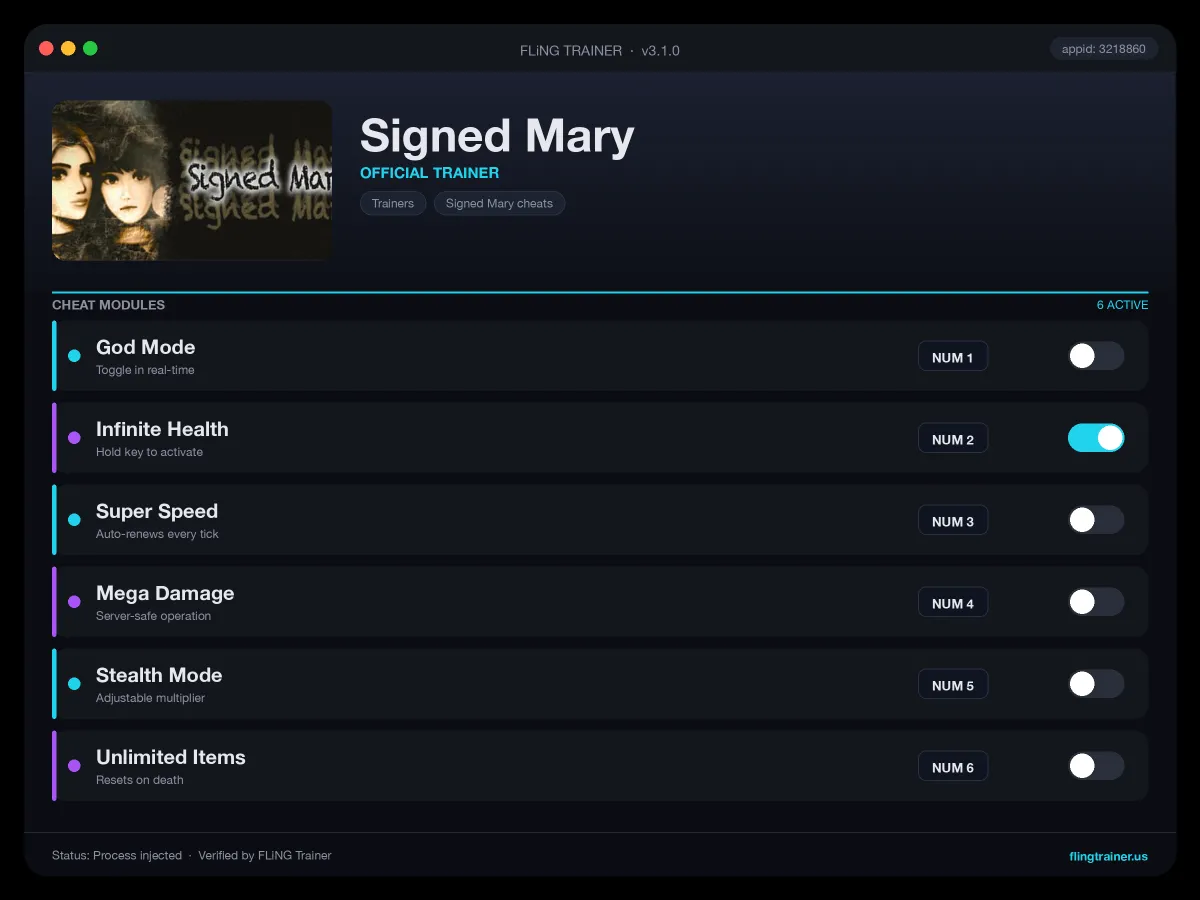 Signed Mary Trainer interface