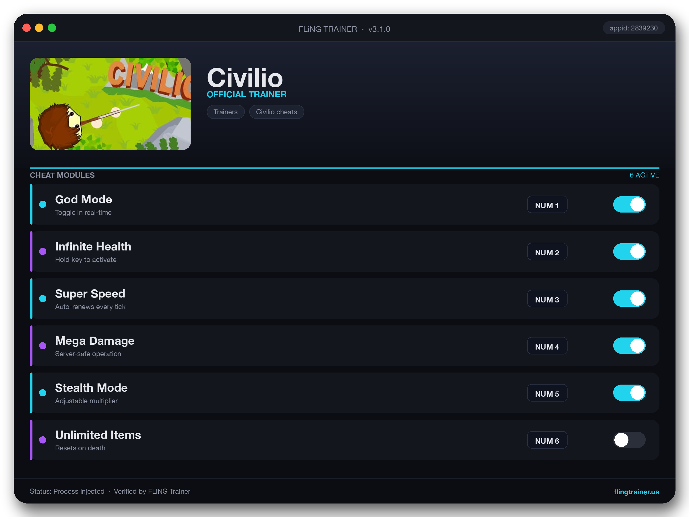 Civilio Trainer interface