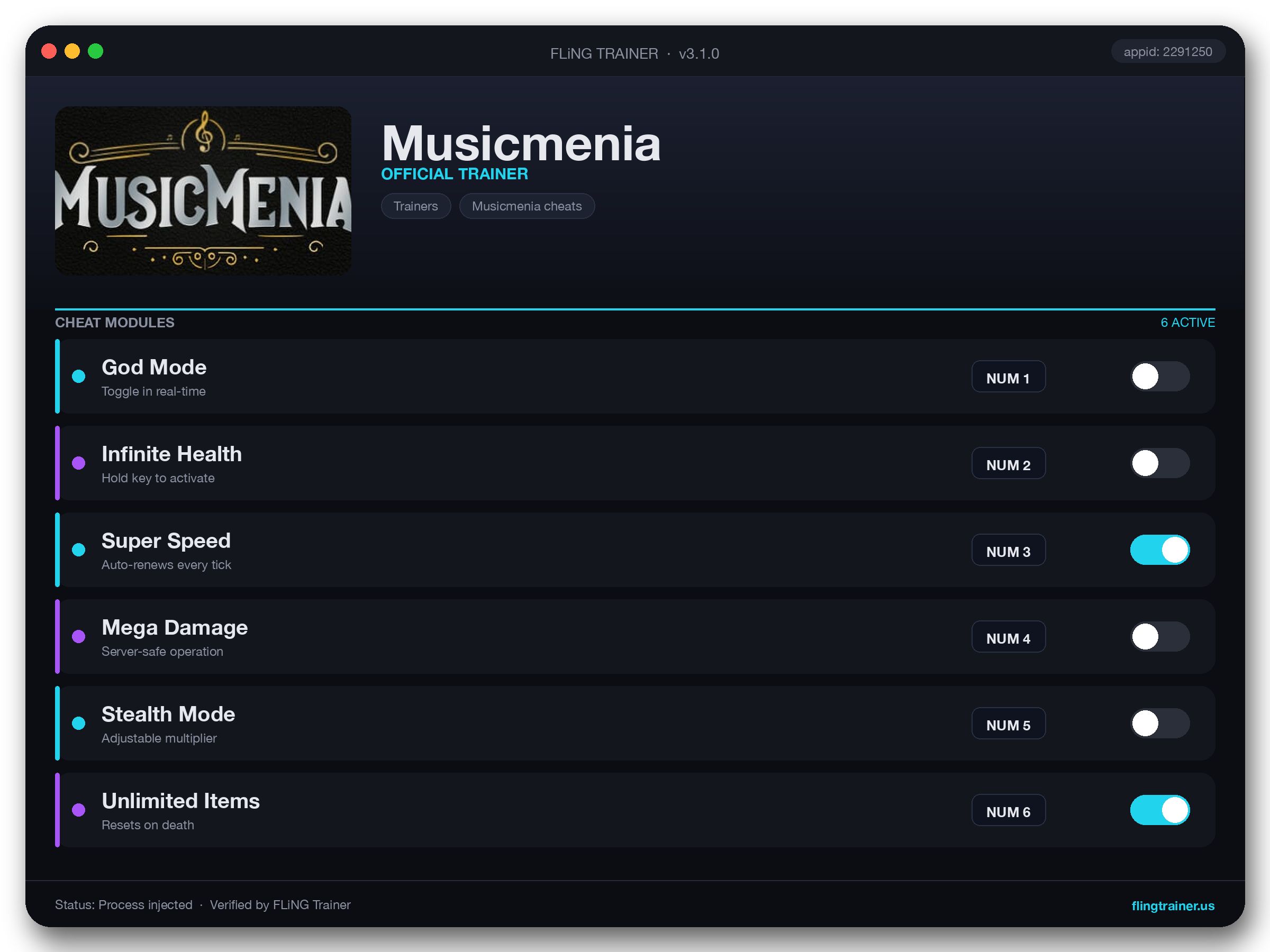 Musicmenia Trainer interface