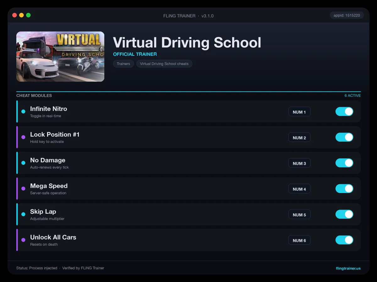 Virtual Driving School Trainer interface