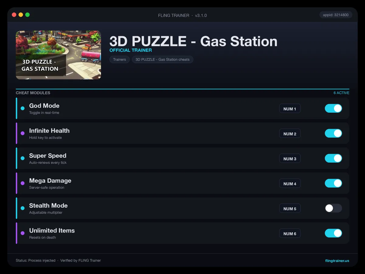 3D PUZZLE - Gas Station Trainer interface