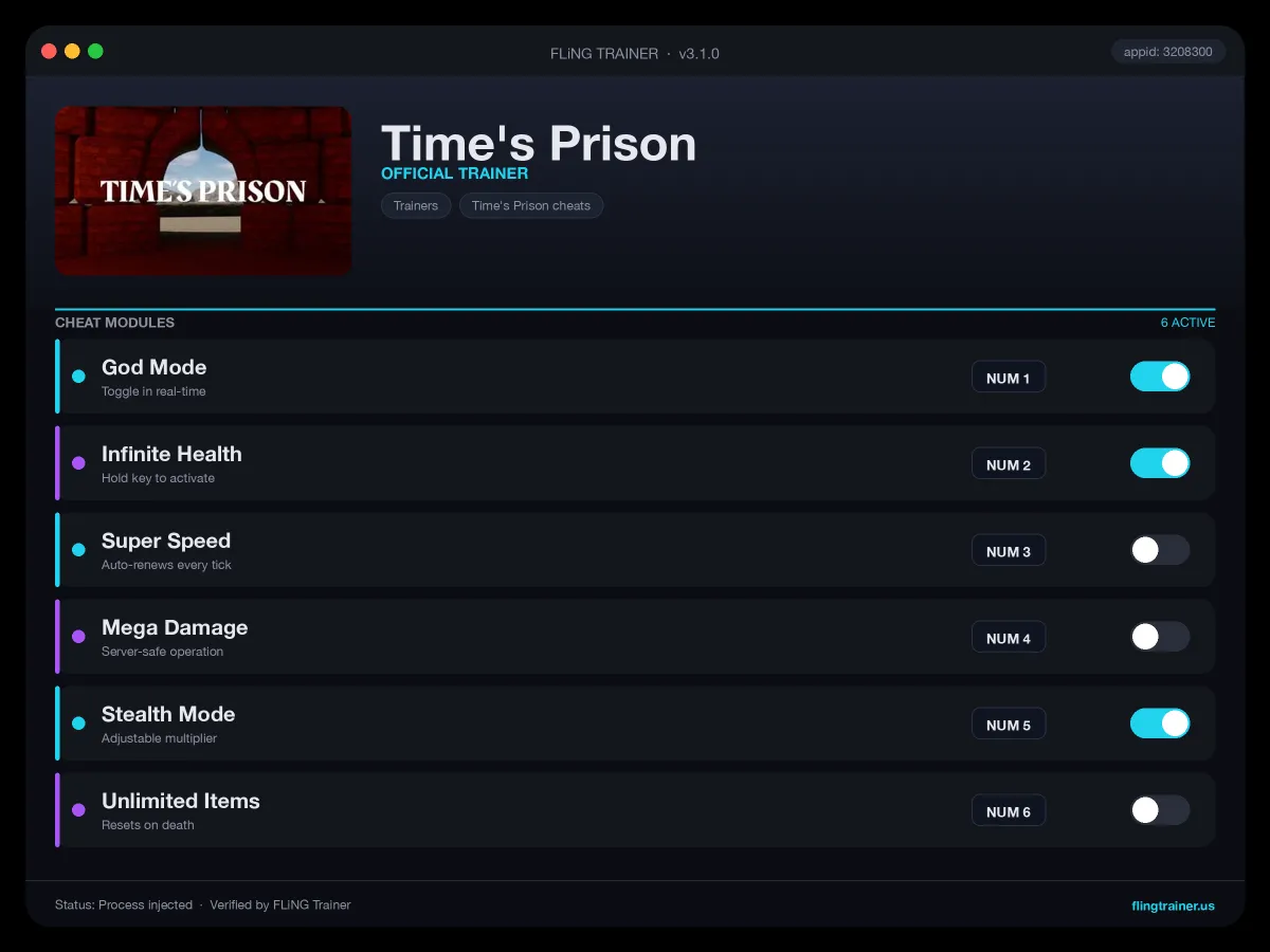Time's Prison Trainer interface