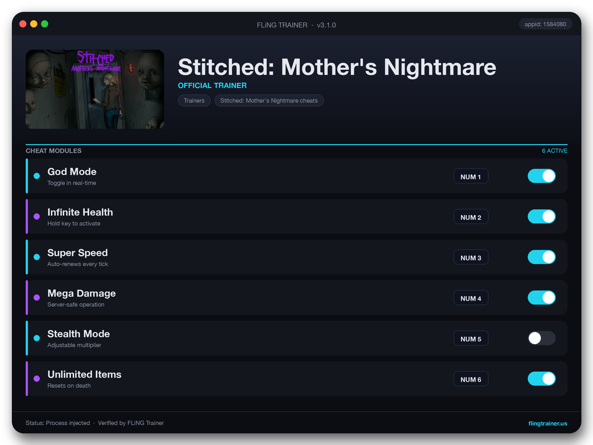 Stitched: Mother's Nightmare Trainer interface