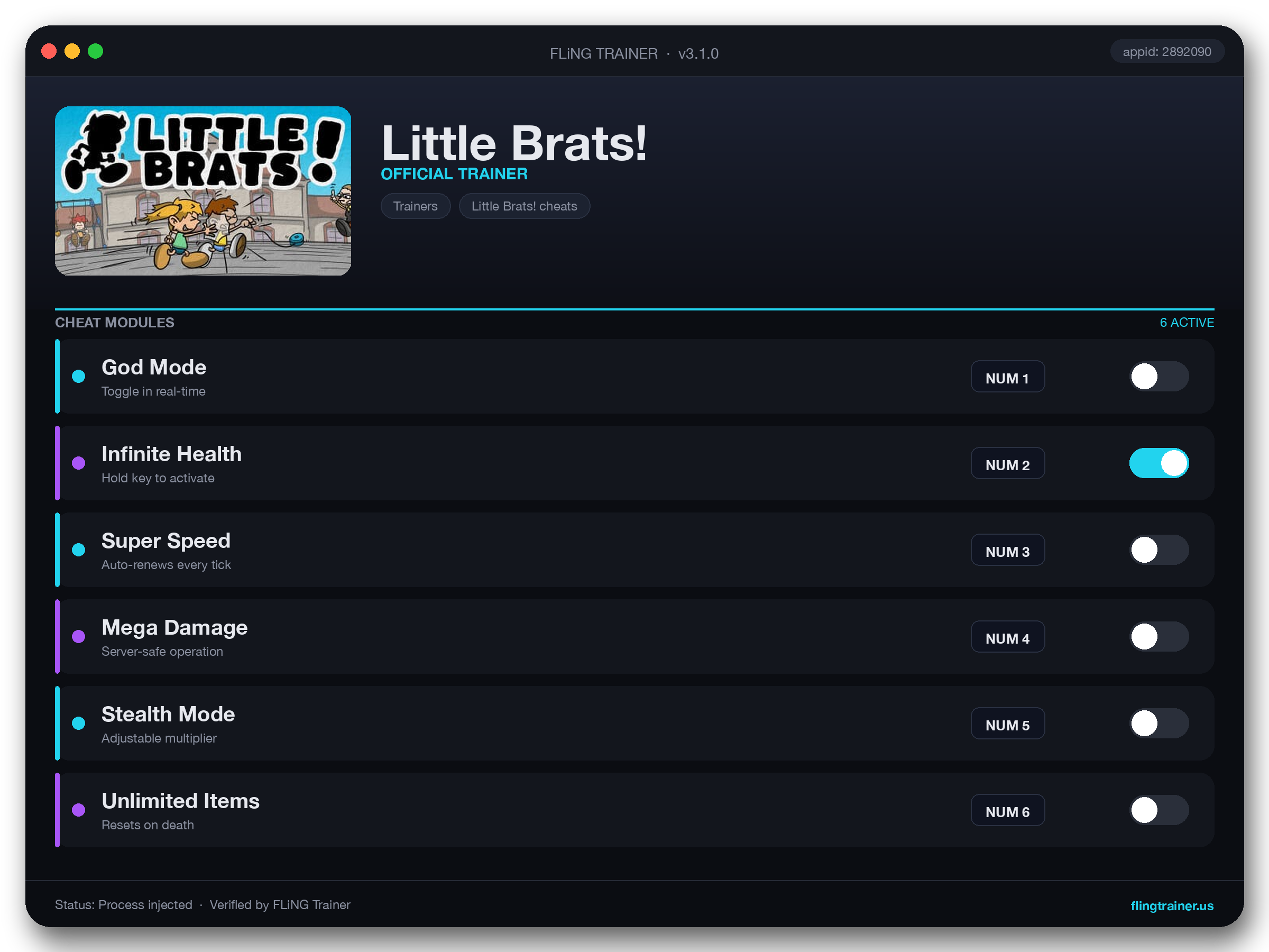 Little Brats! Trainer interface
