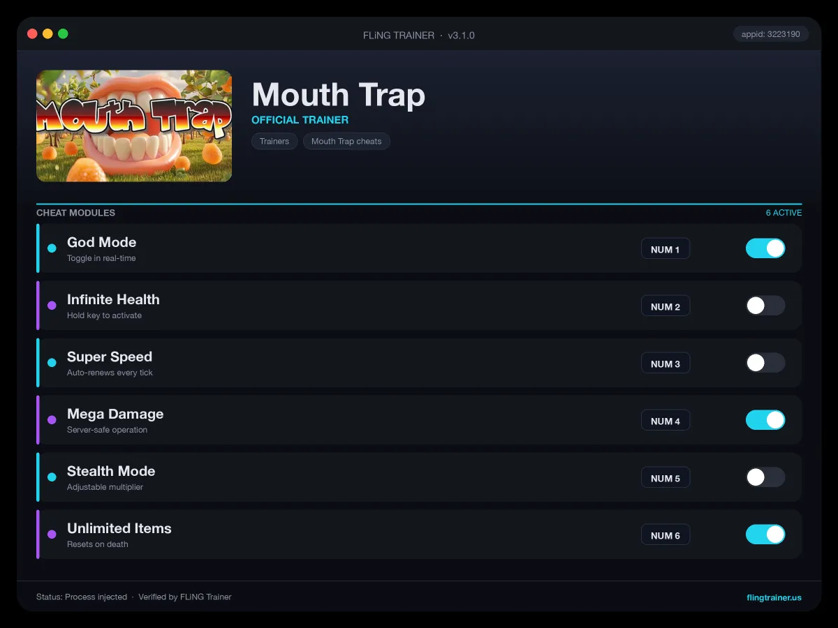 Mouth Trap Trainer interface