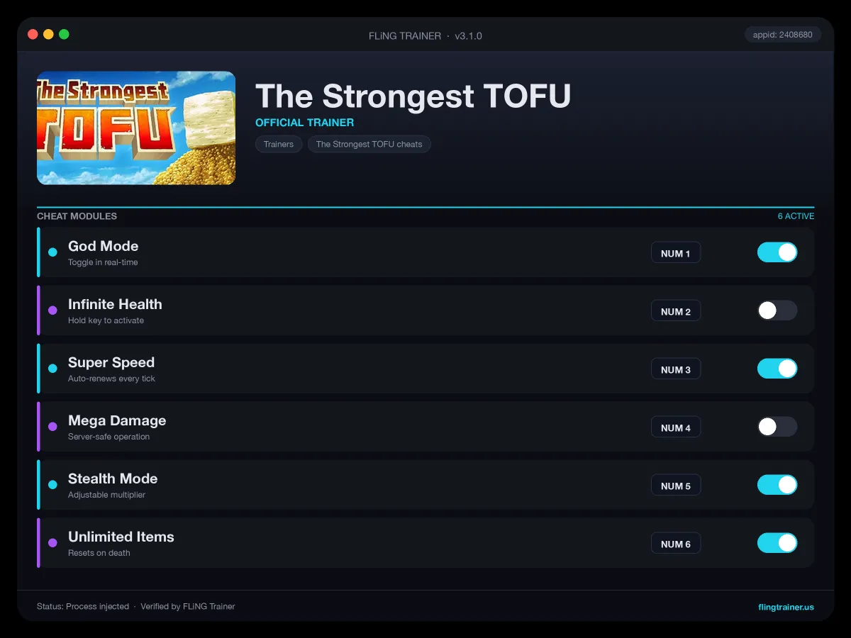 The Strongest TOFU Trainer interface