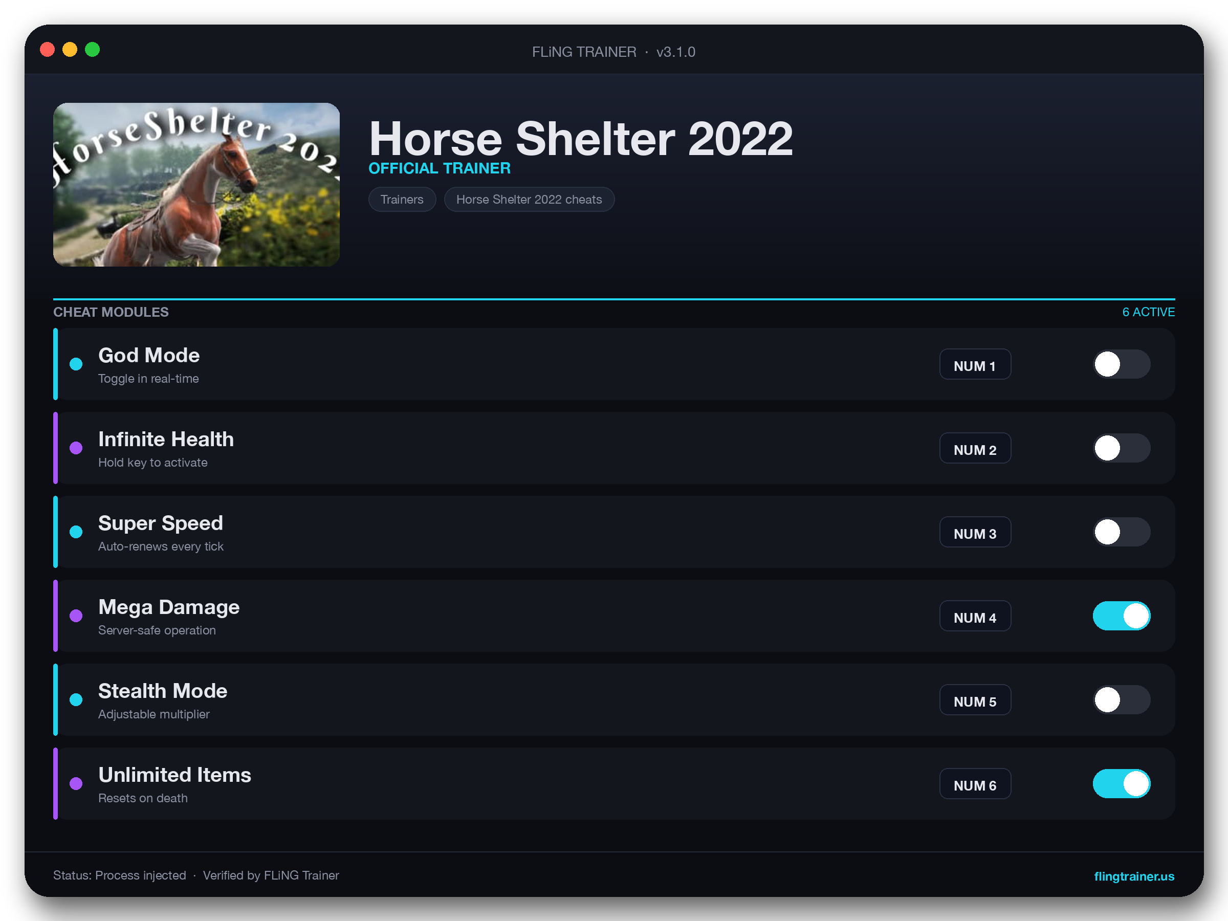 Horse Shelter 2022 Trainer interface