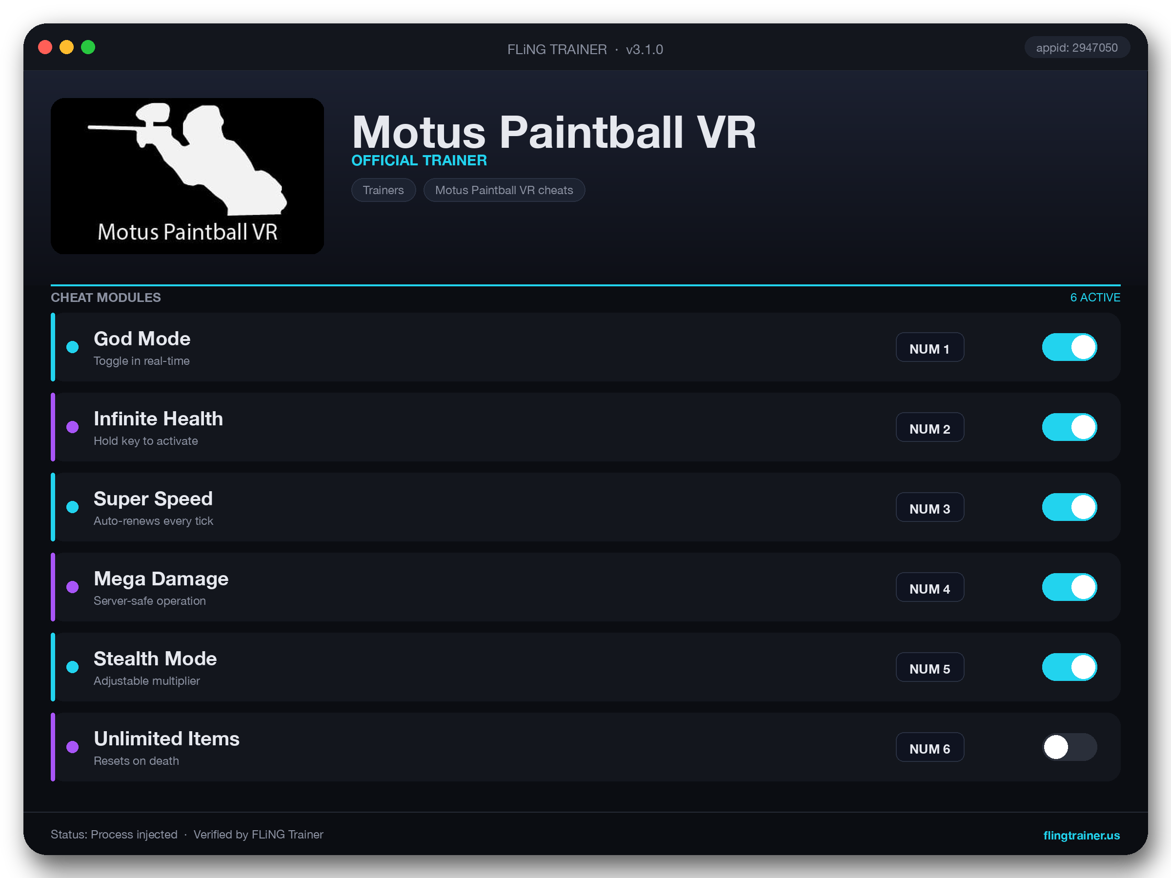 Motus Paintball VR Trainer interface