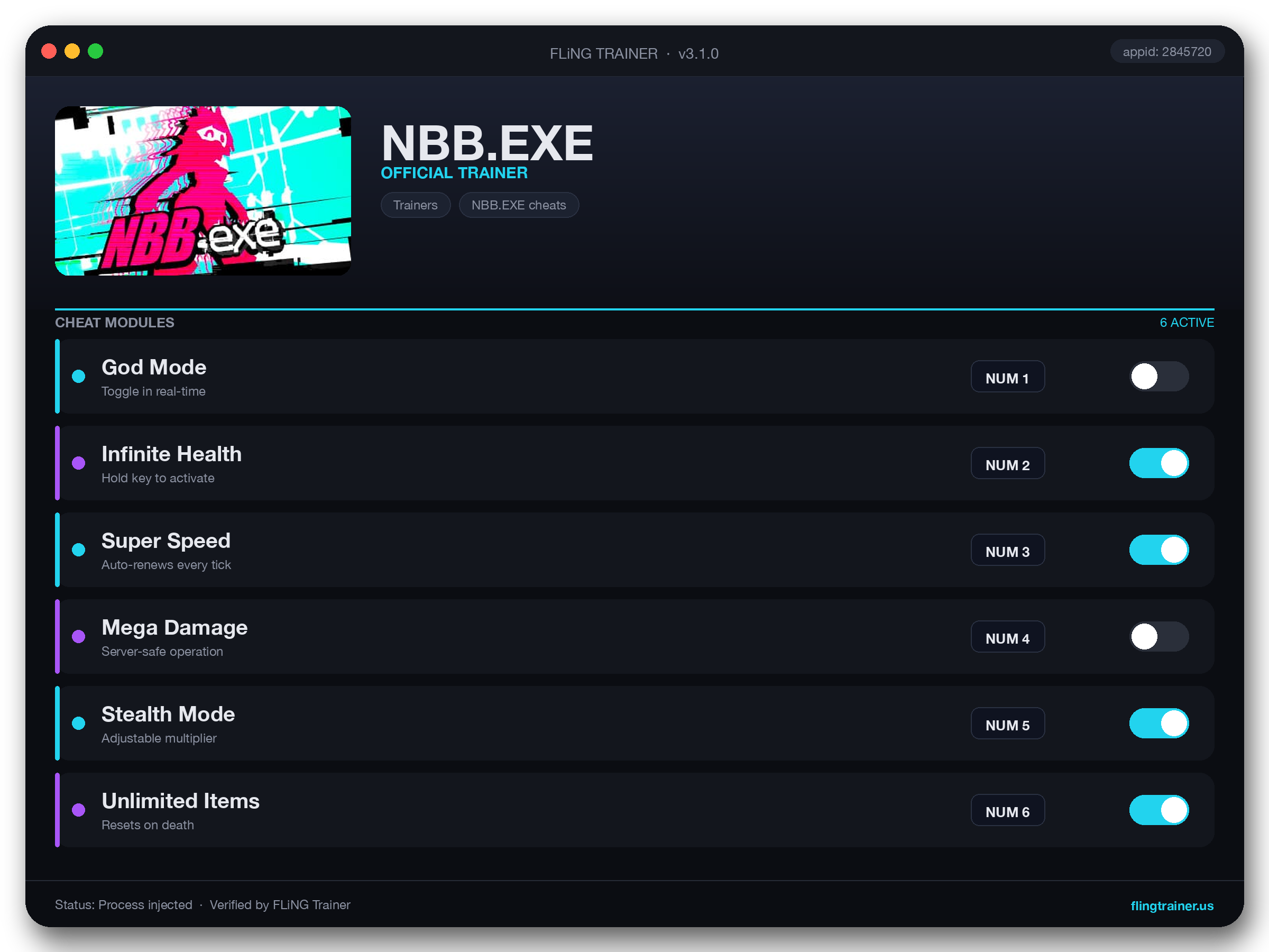 NBB.EXE Trainer interface