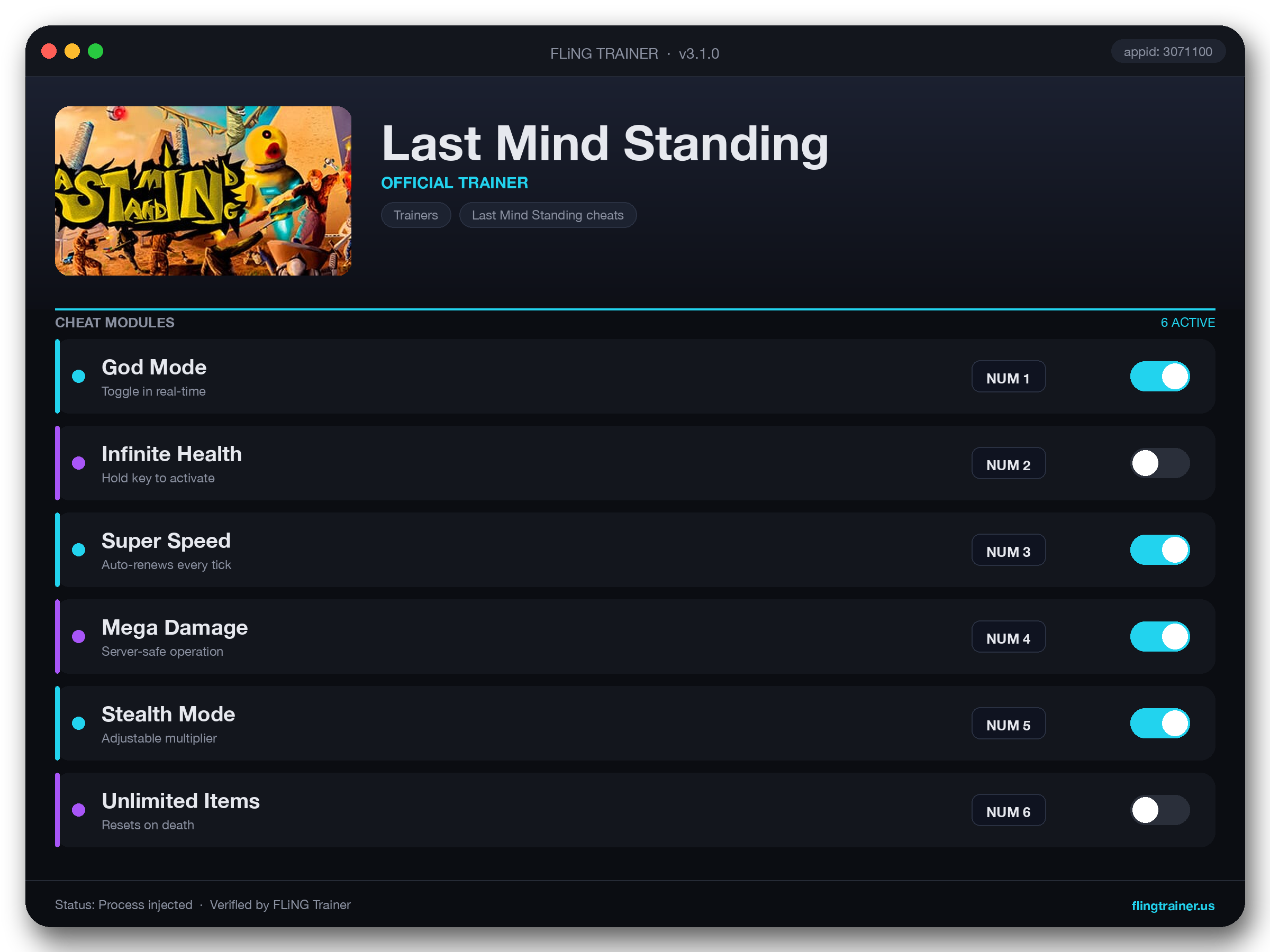 Last Mind Standing Trainer interface