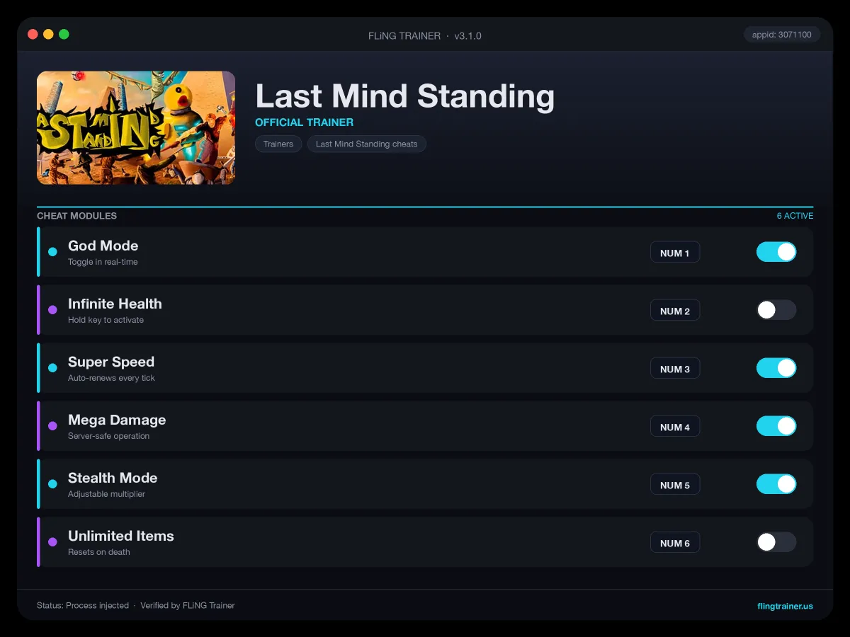 Last Mind Standing Trainer interface