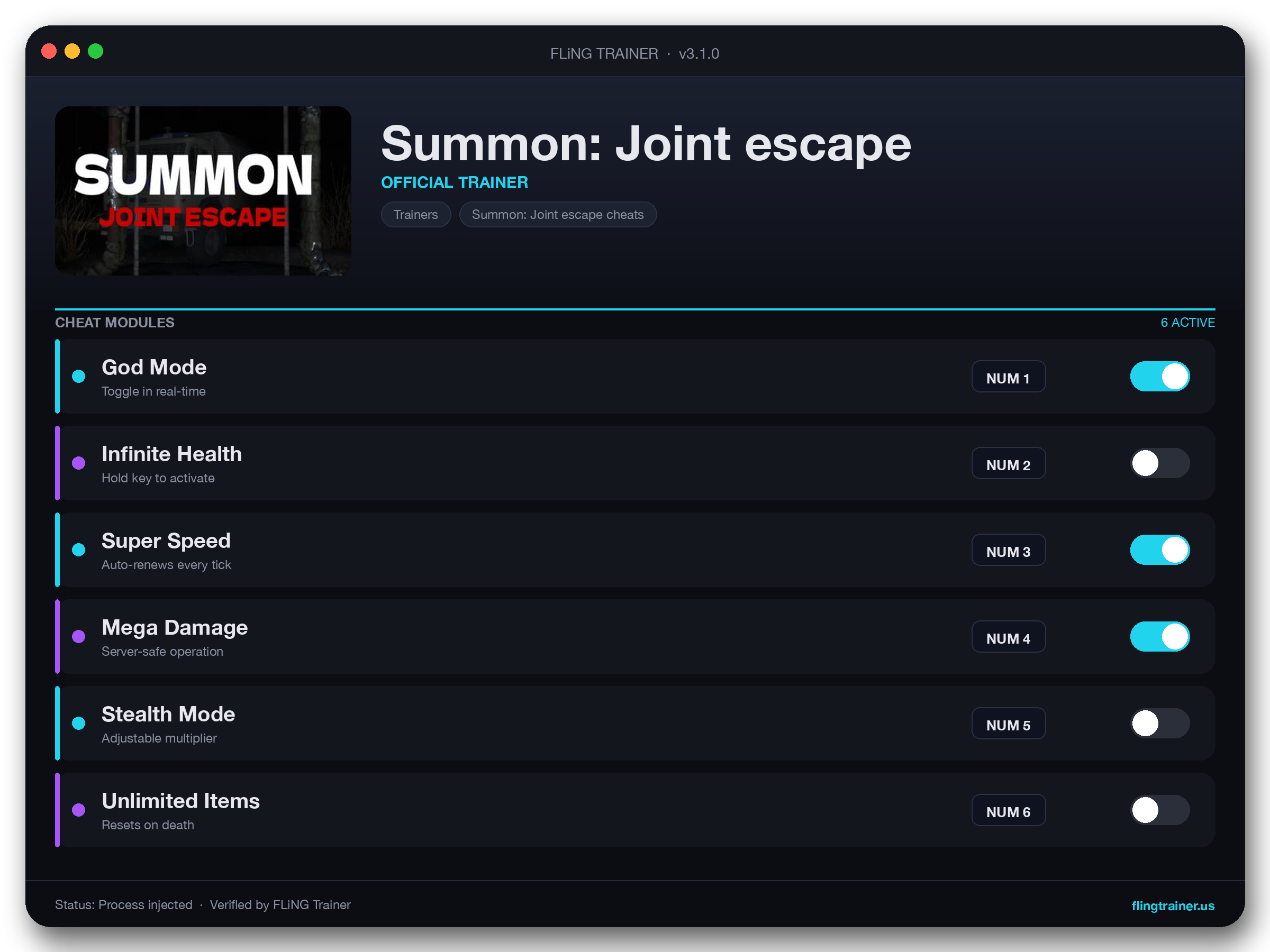 Summon: Joint escape Trainer interface