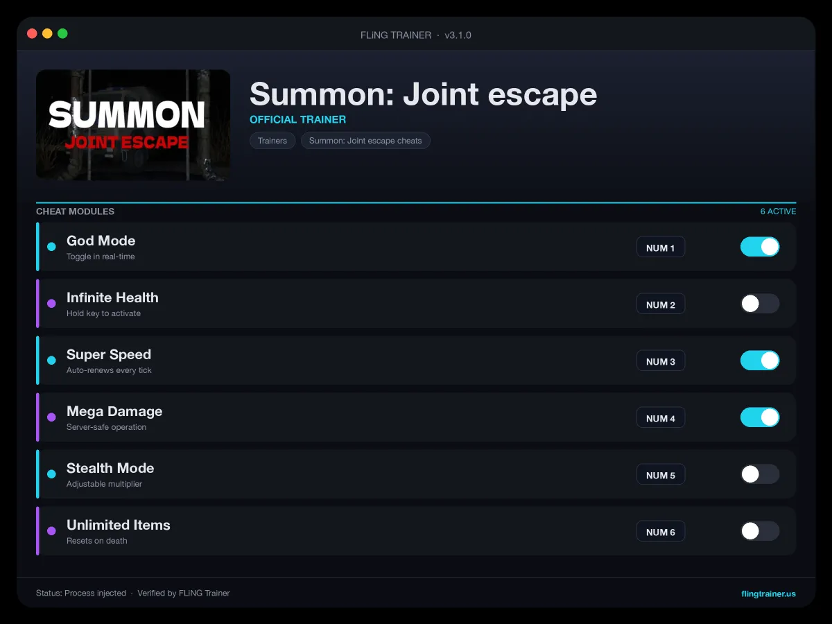 Summon: Joint escape Trainer interface