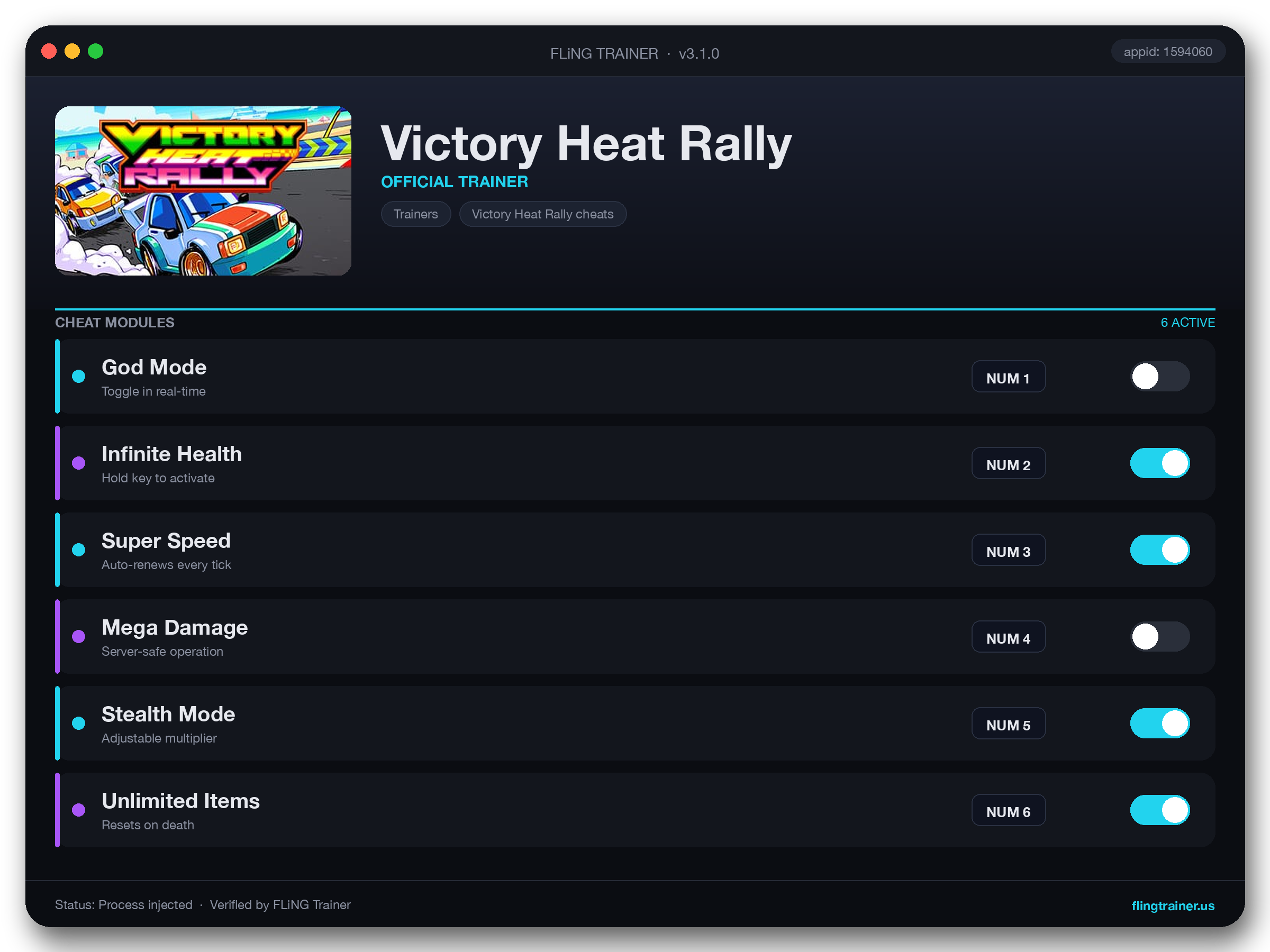 Victory Heat Rally Trainer interface