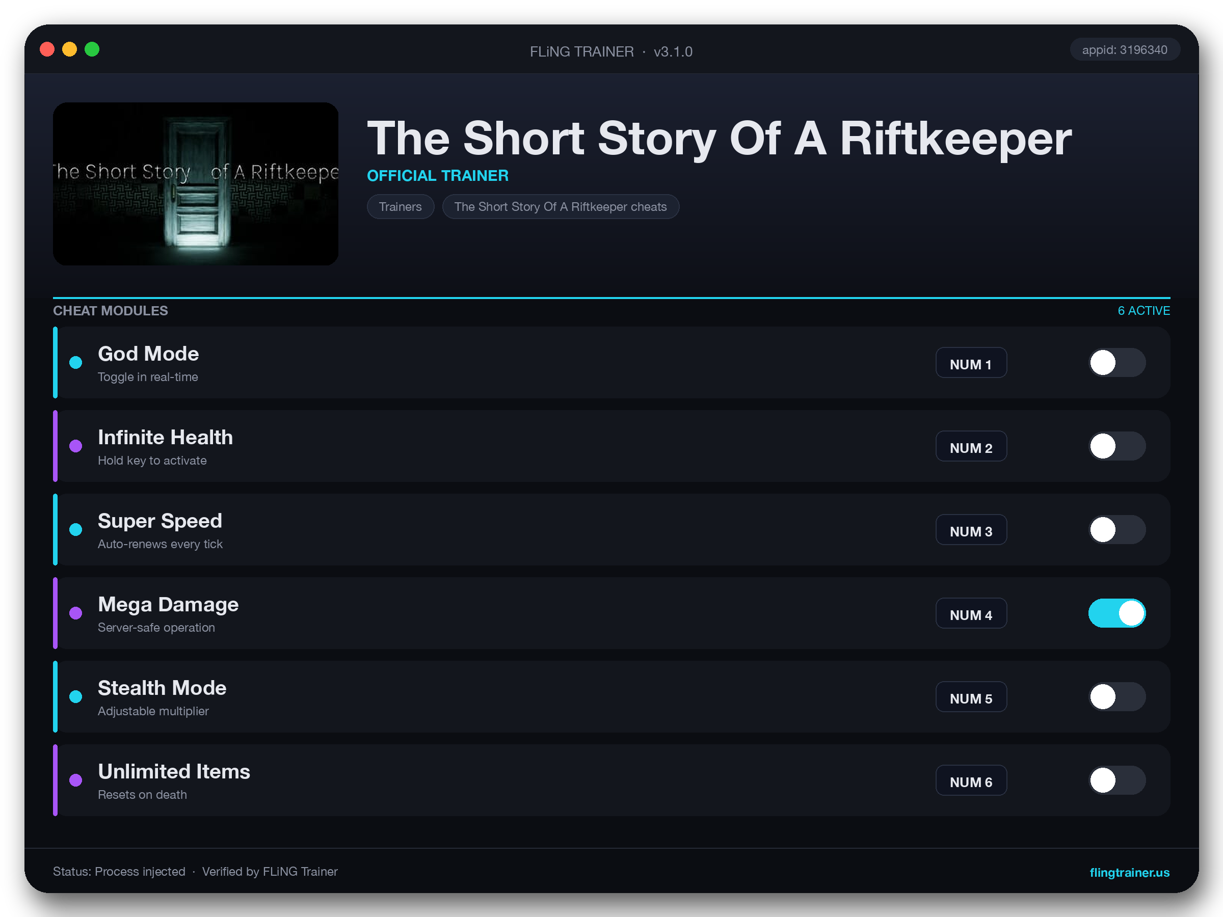 The Short Story Of A Riftkeeper Trainer interface