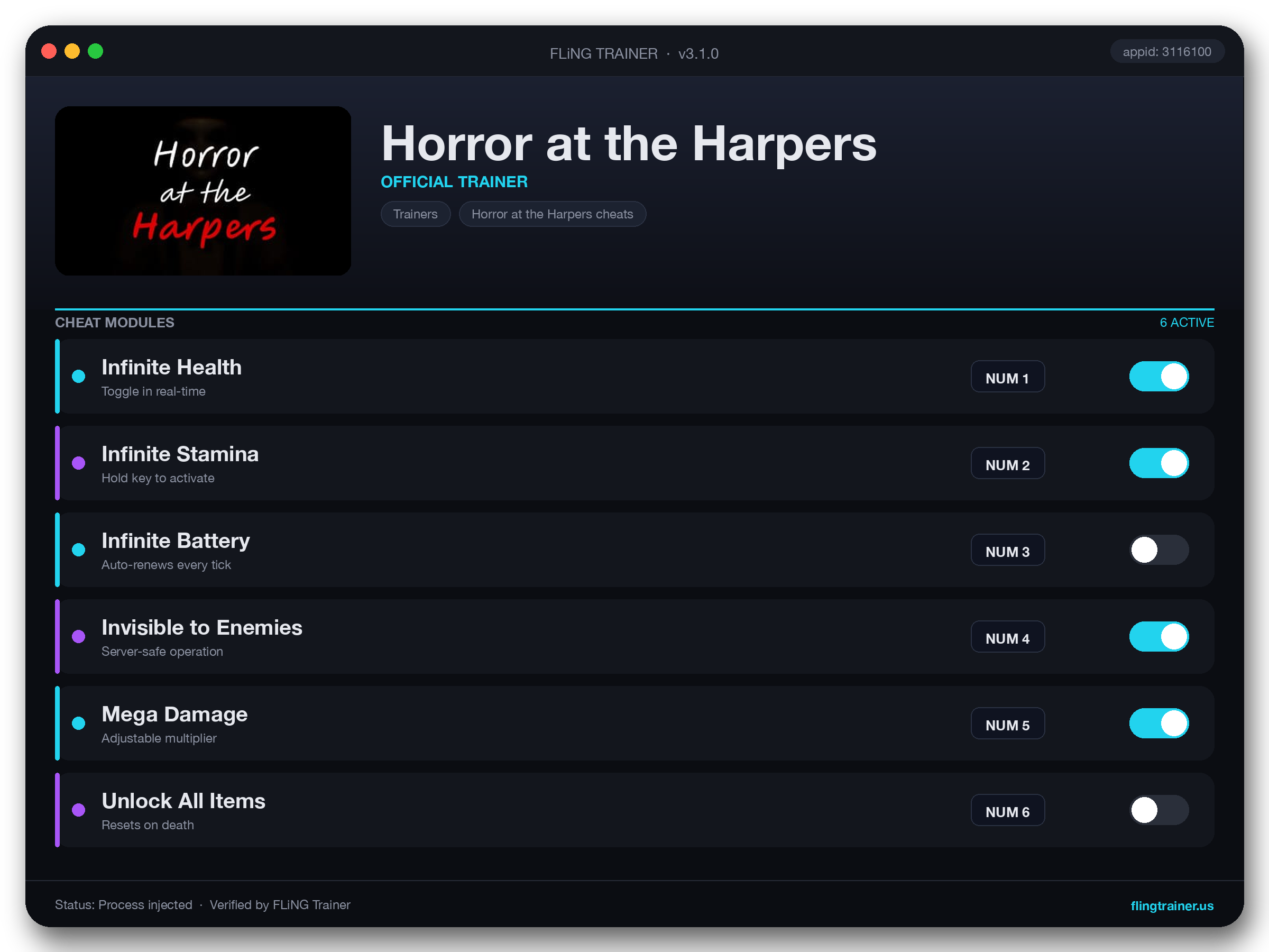 Horror at the Harpers Trainer interface