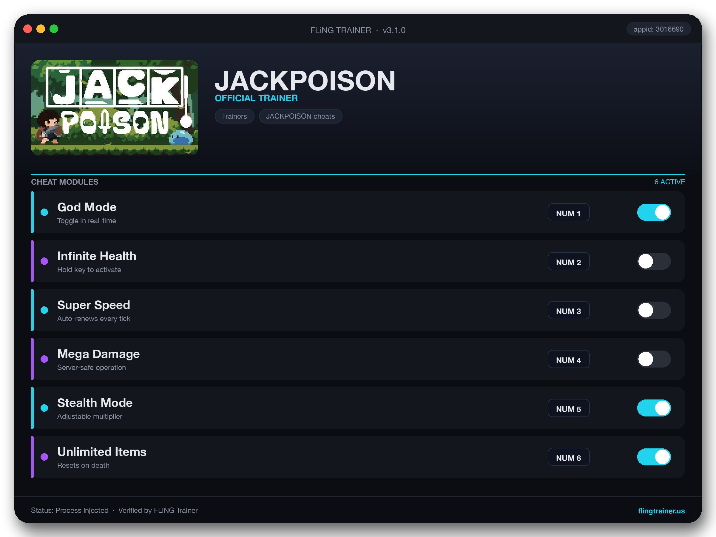 JACKPOISON Trainer interface
