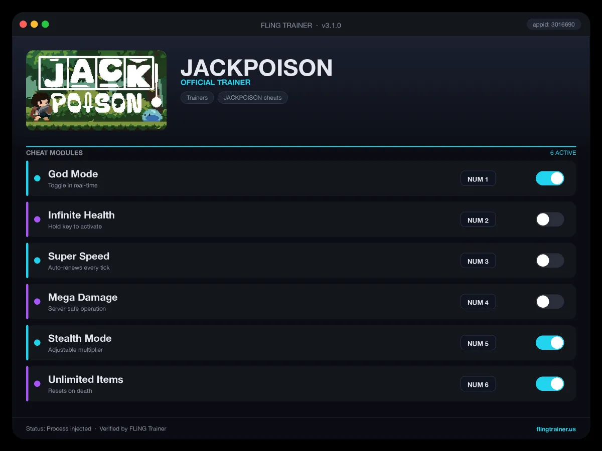 JACKPOISON Trainer interface