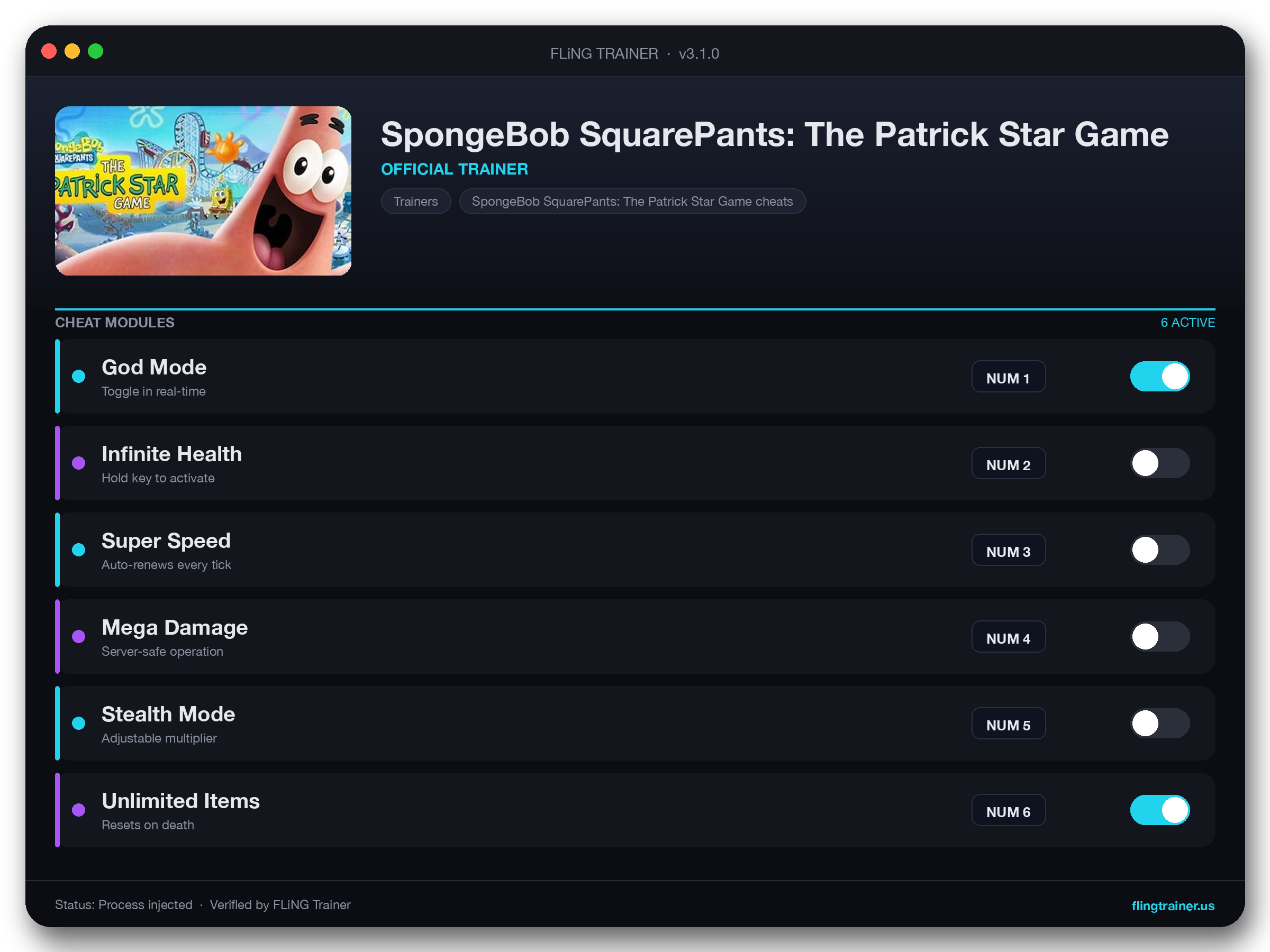 SpongeBob SquarePants: The Patrick Star Game Trainer interface