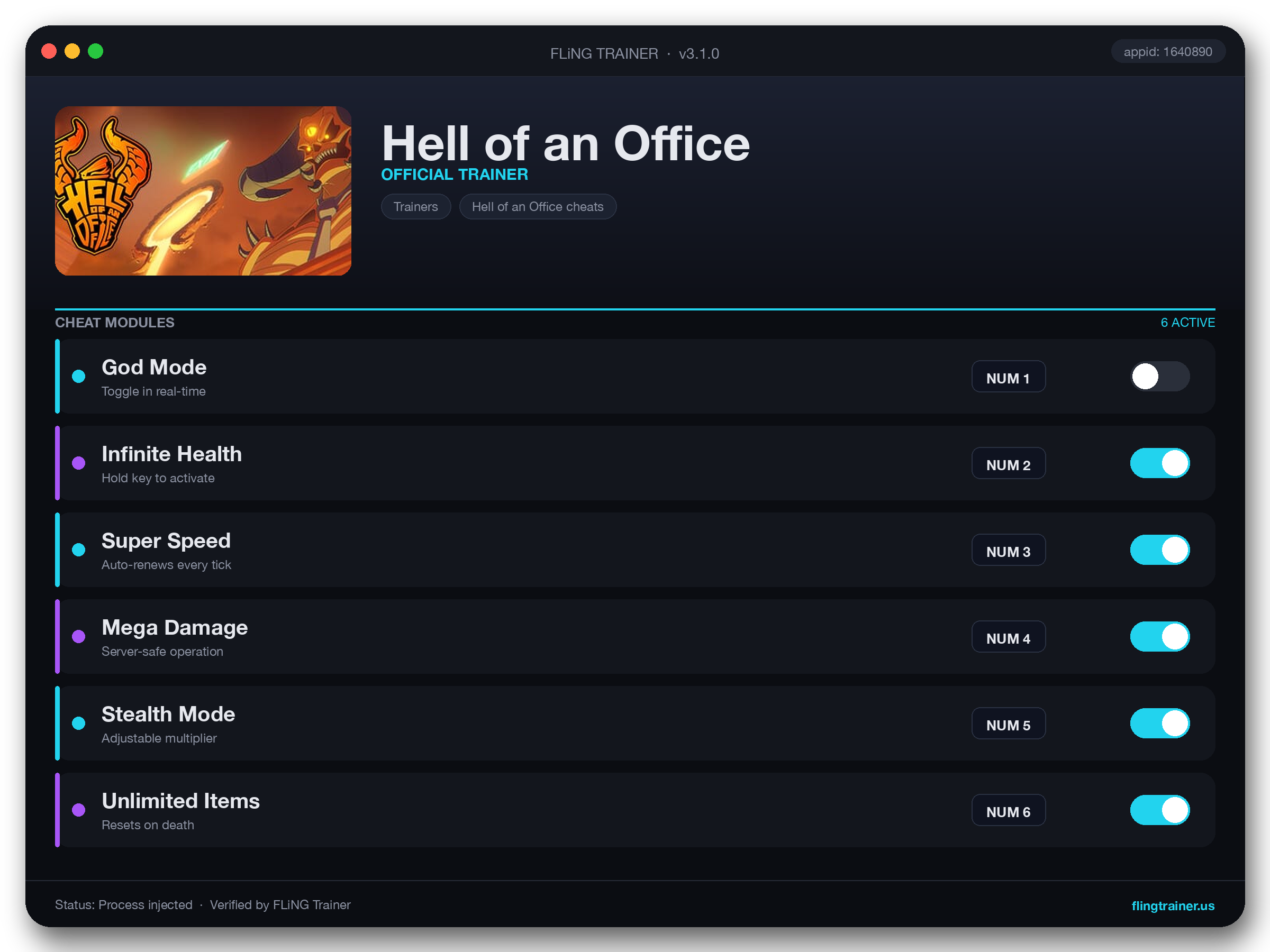 Hell of an Office Trainer interface