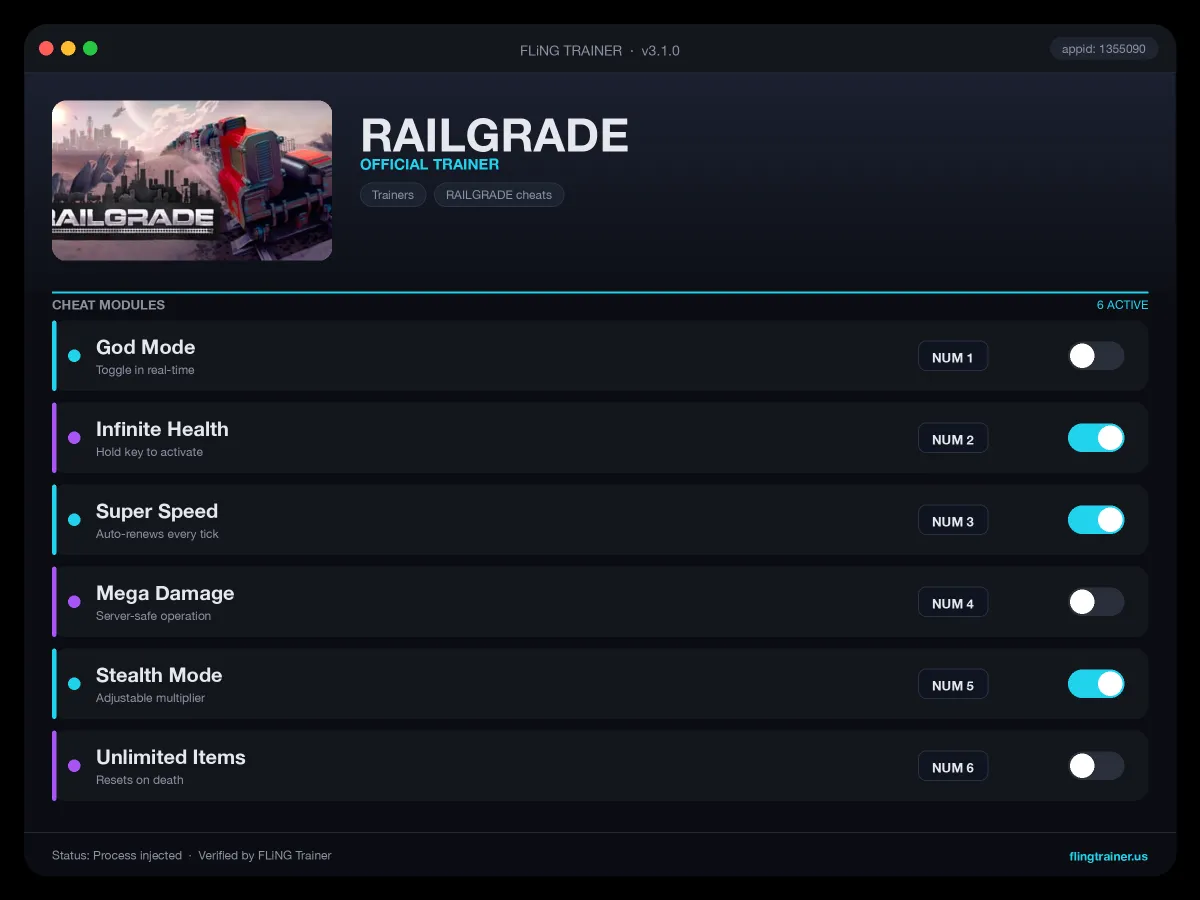 RAILGRADE Trainer interface
