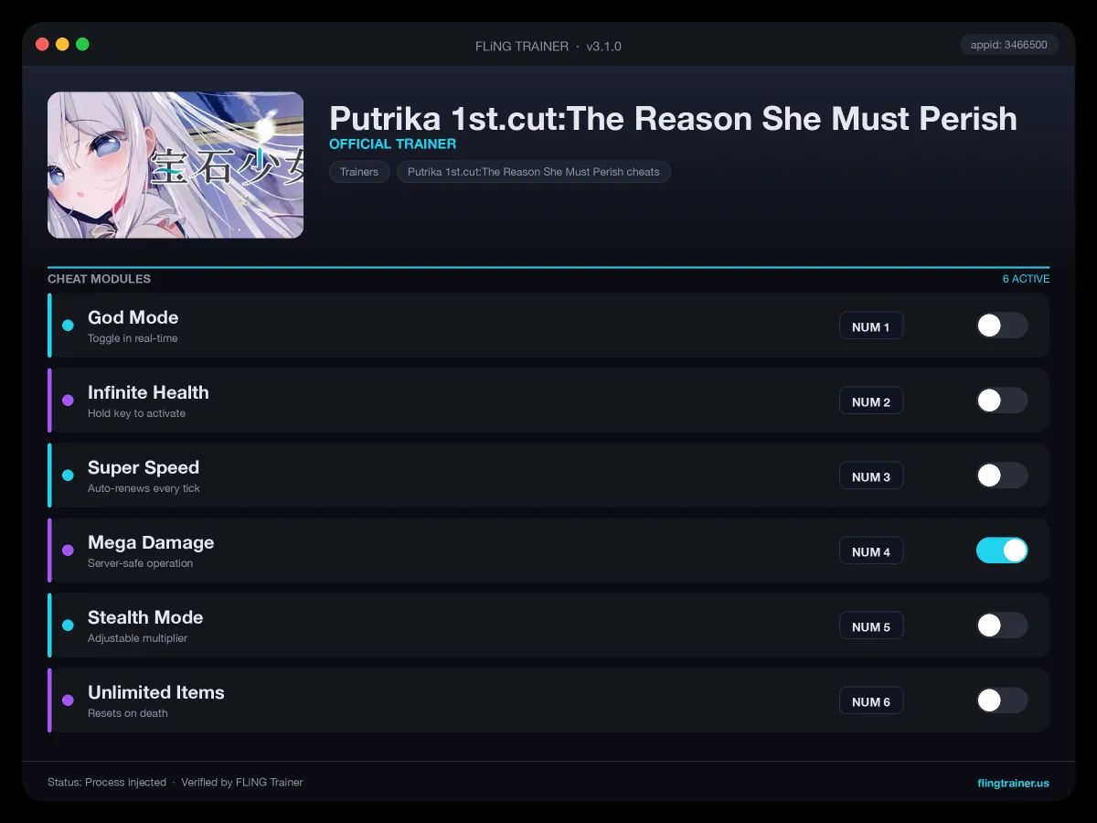 Putrika 1st.cut:The Reason She Must Perish Trainer interface