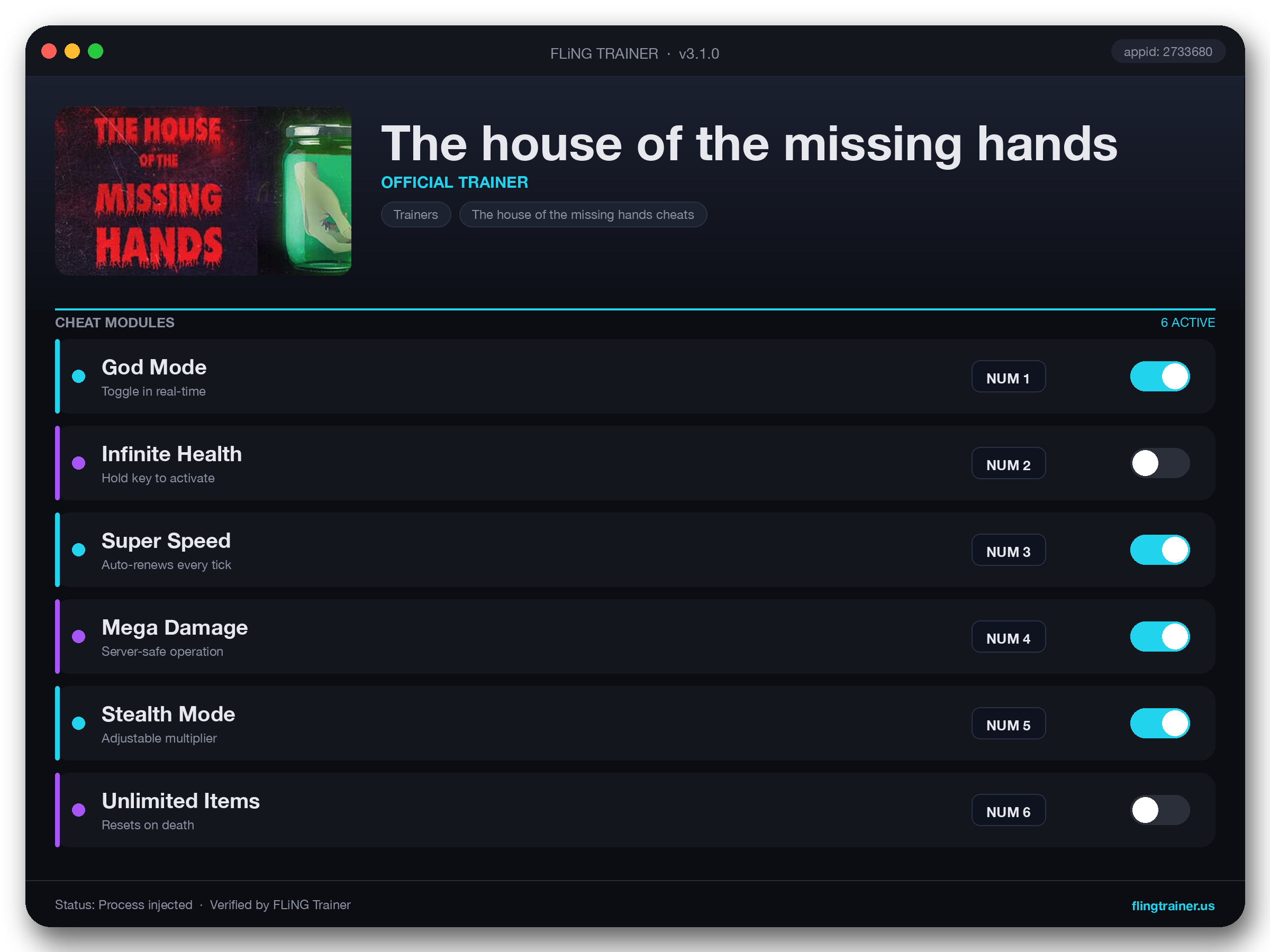 The house of the missing hands Trainer interface