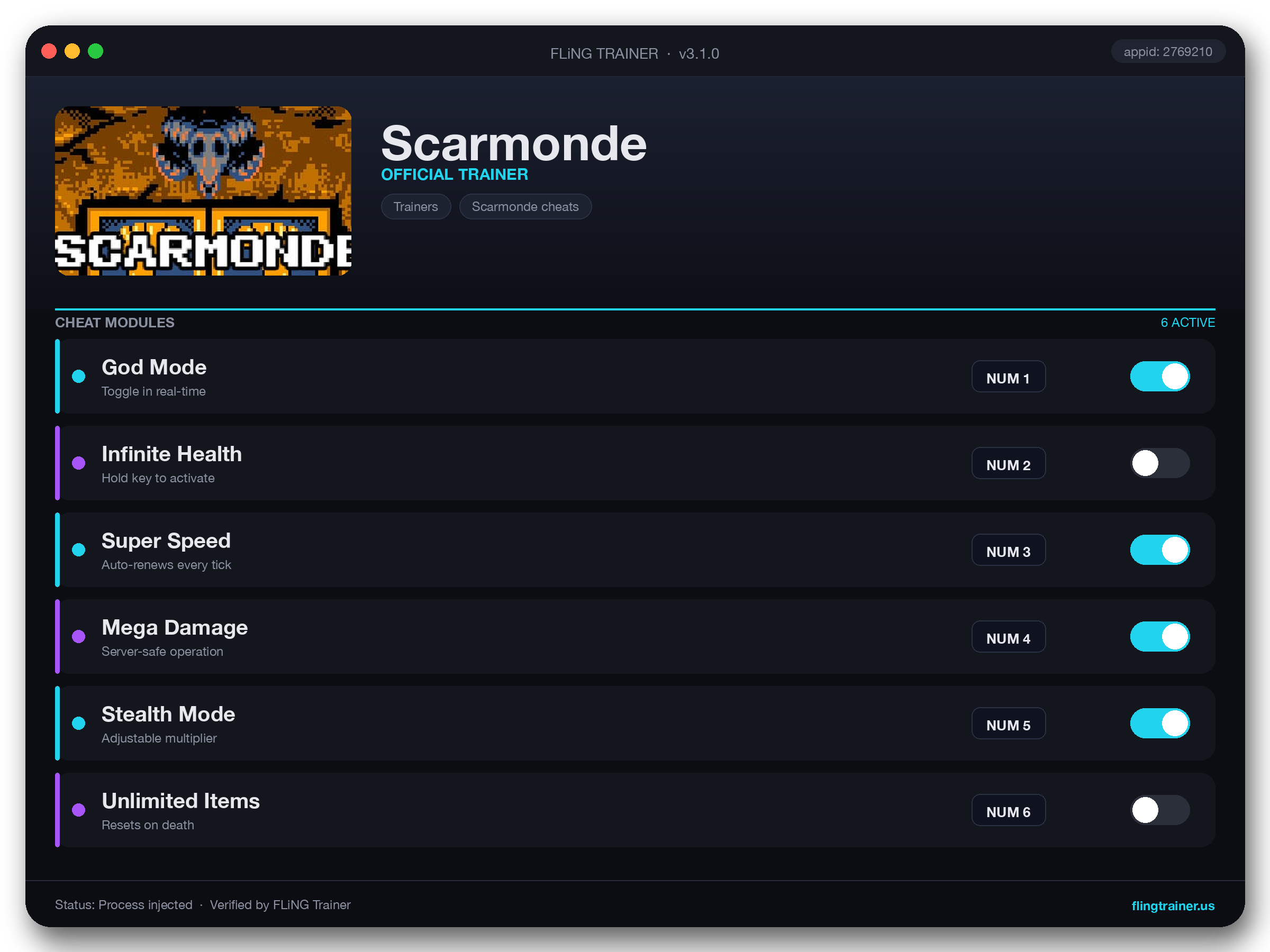 Scarmonde Trainer interface