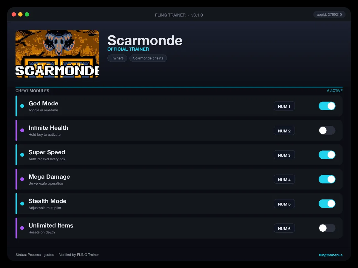 Scarmonde Trainer interface