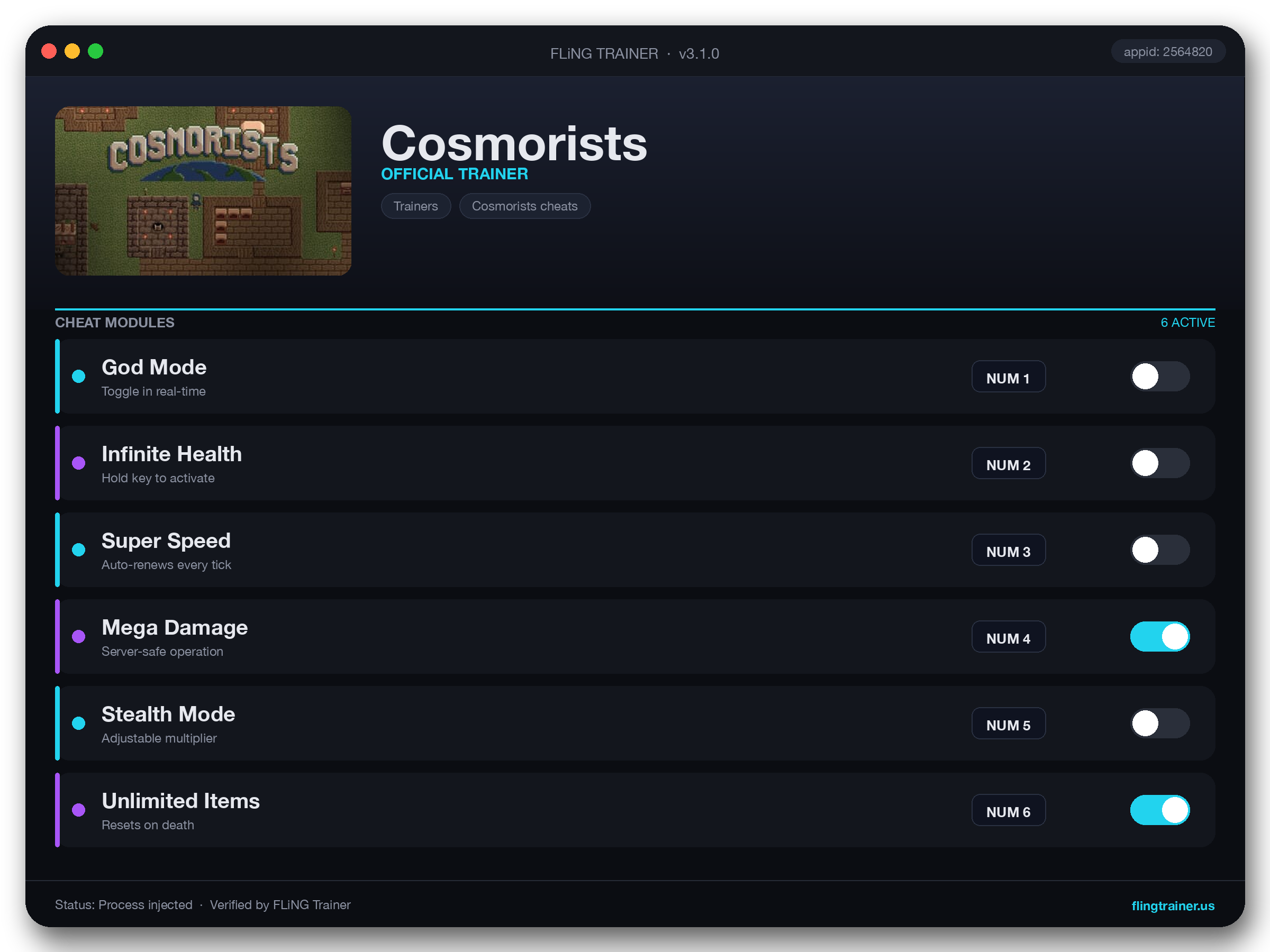 Cosmorists Trainer interface