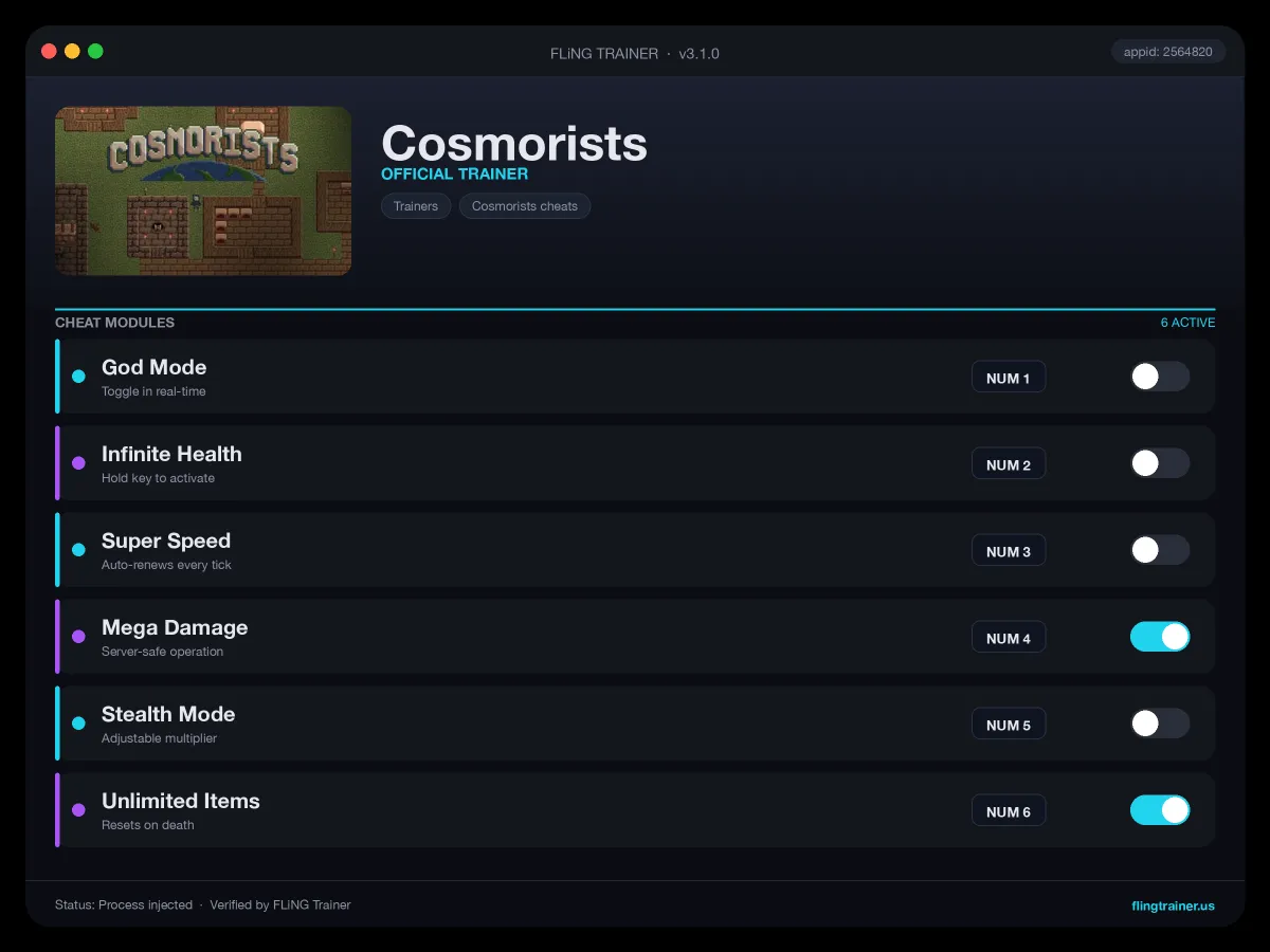Cosmorists Trainer interface
