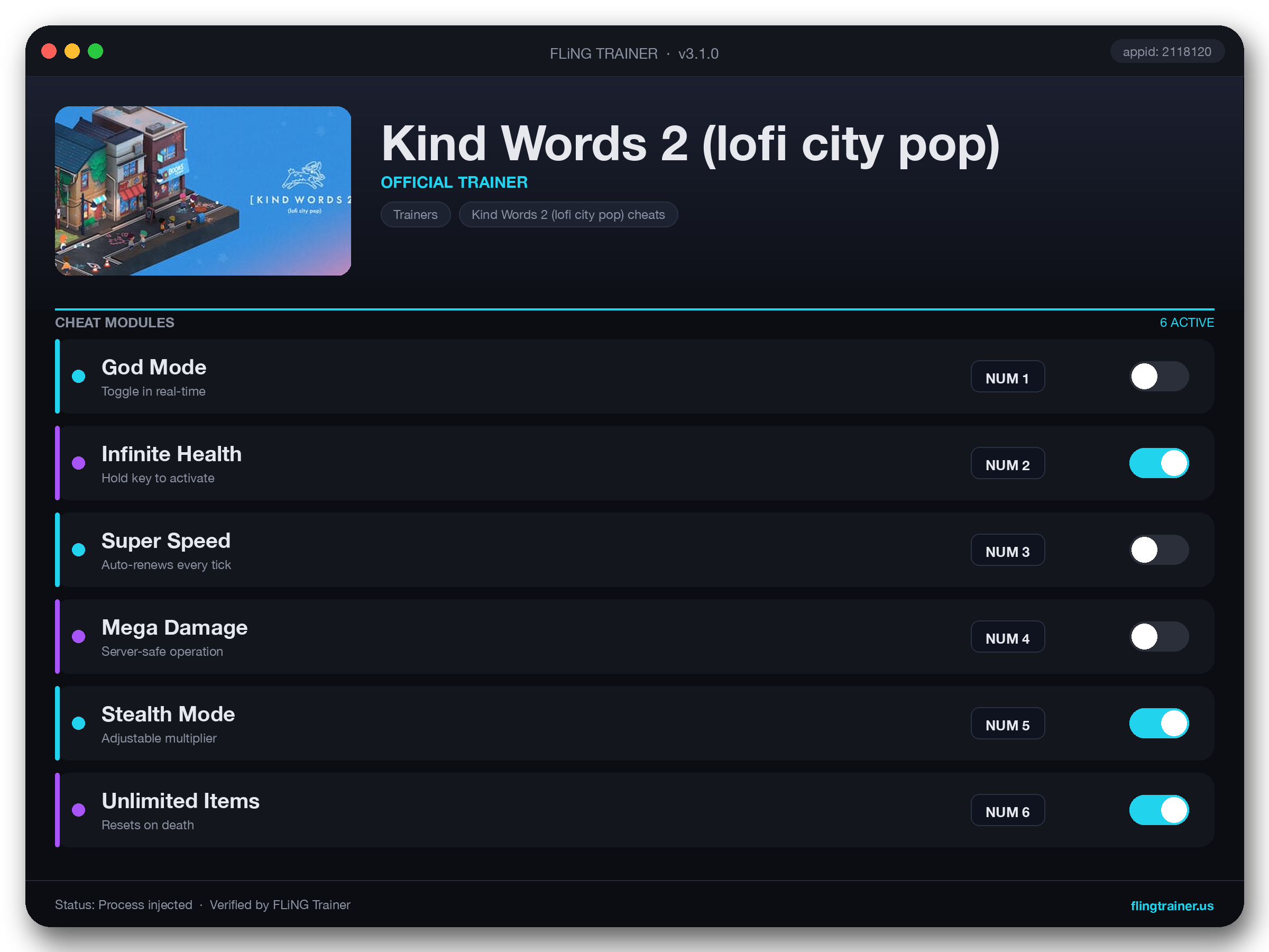 Kind Words 2 (lofi city pop) Trainer interface