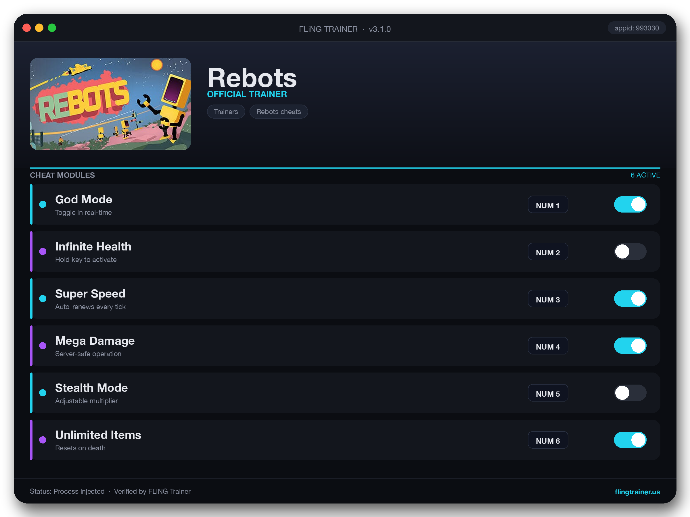Rebots Trainer interface