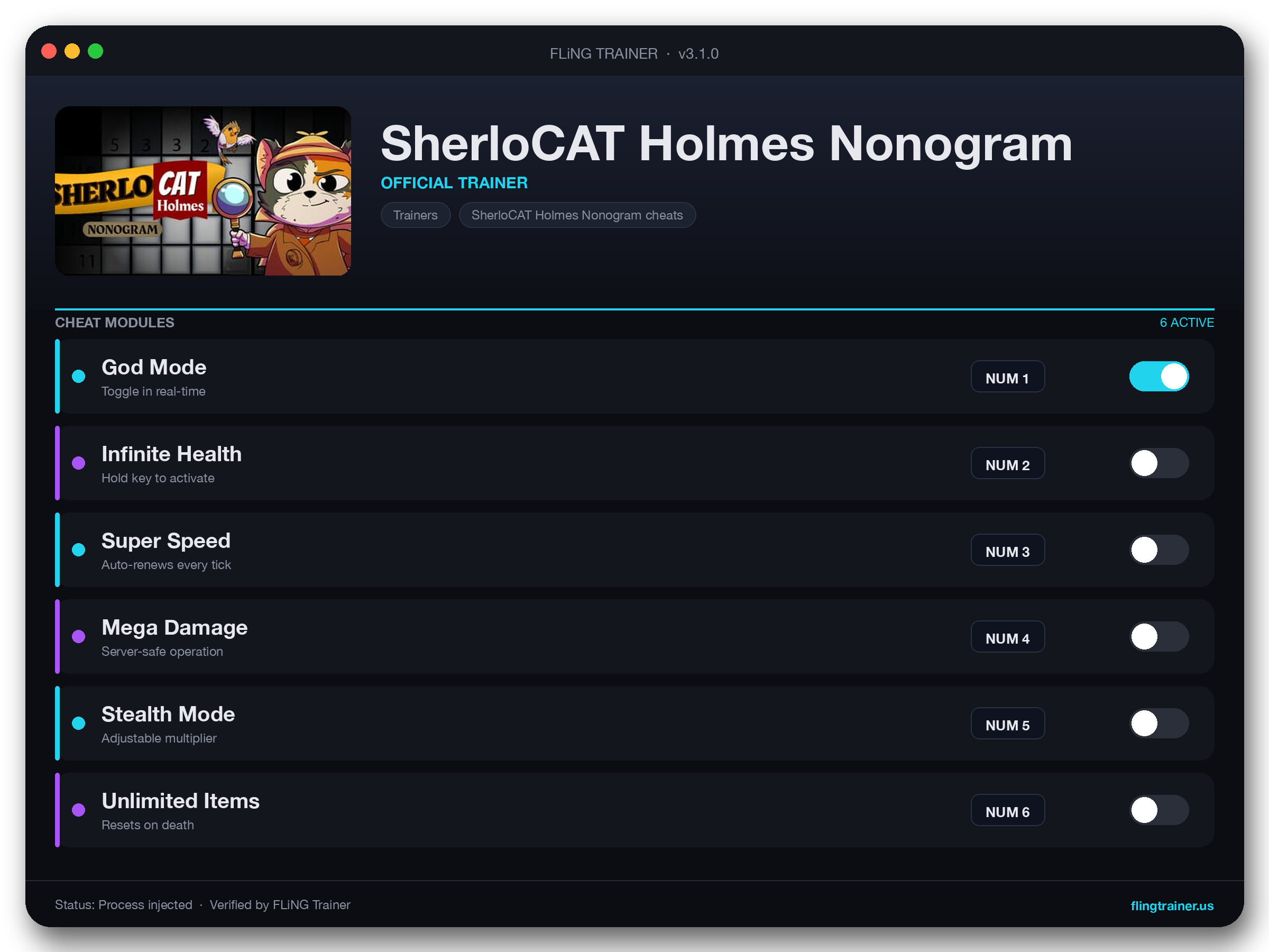 SherloCAT Holmes Nonogram Trainer interface