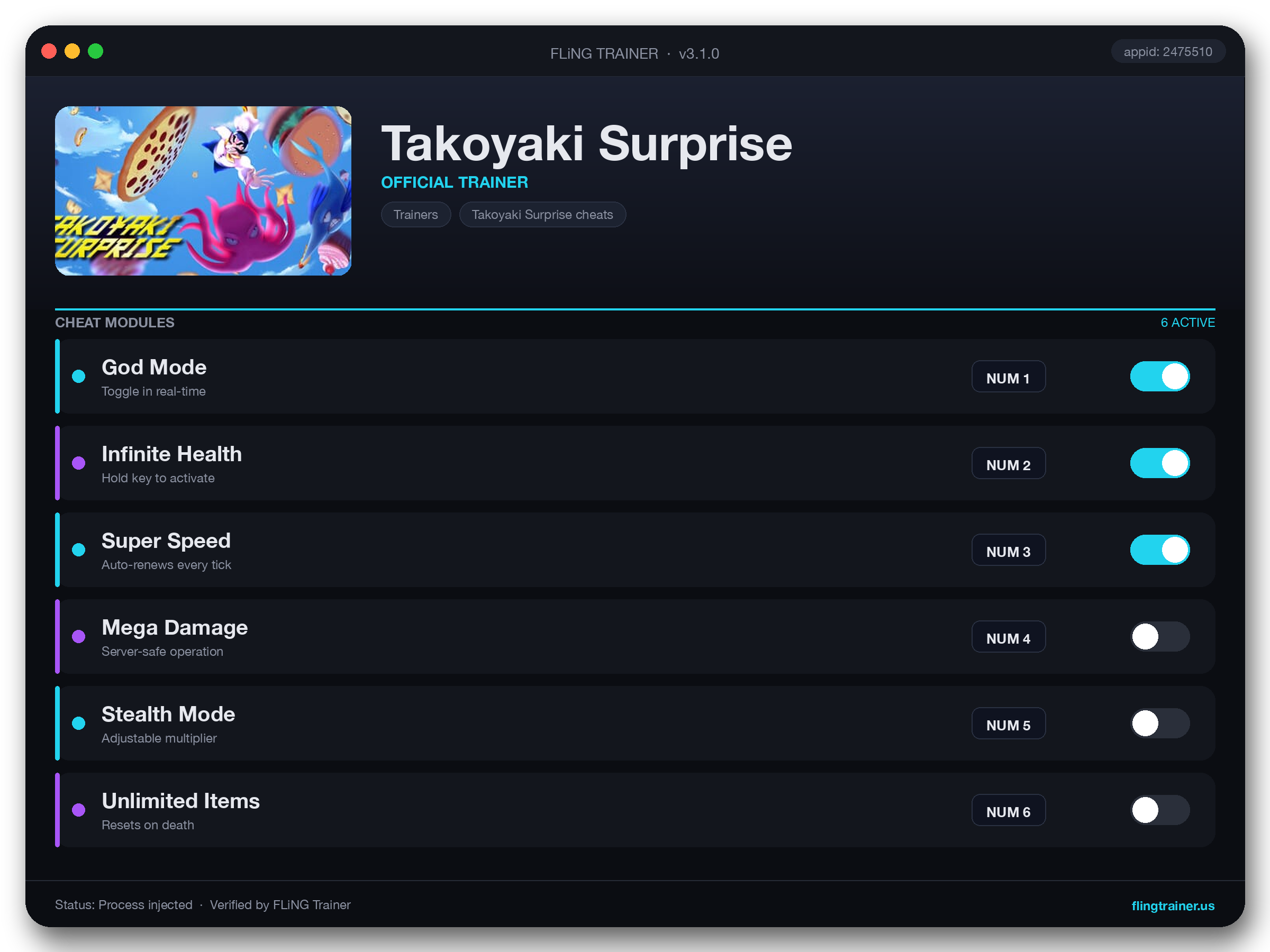 Takoyaki Surprise Trainer interface