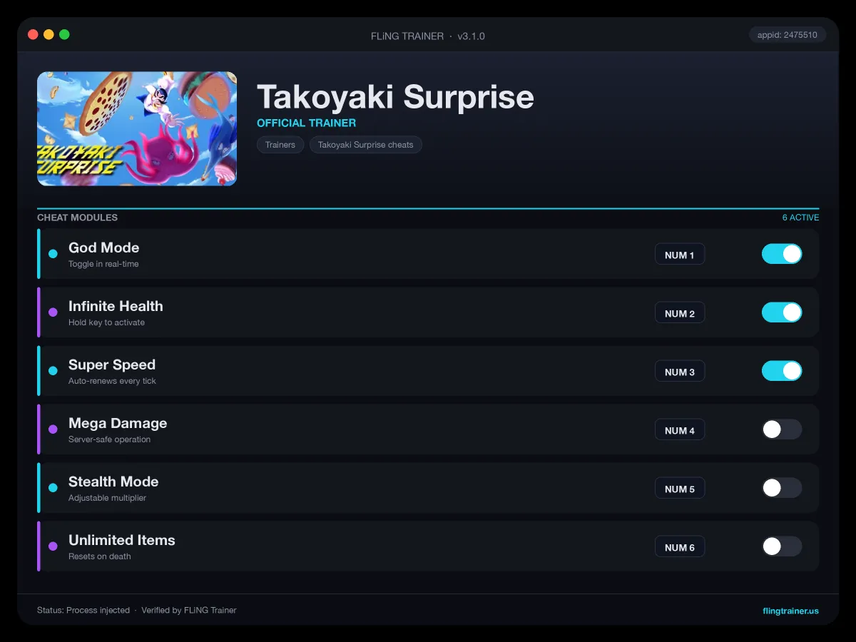 Takoyaki Surprise Trainer interface