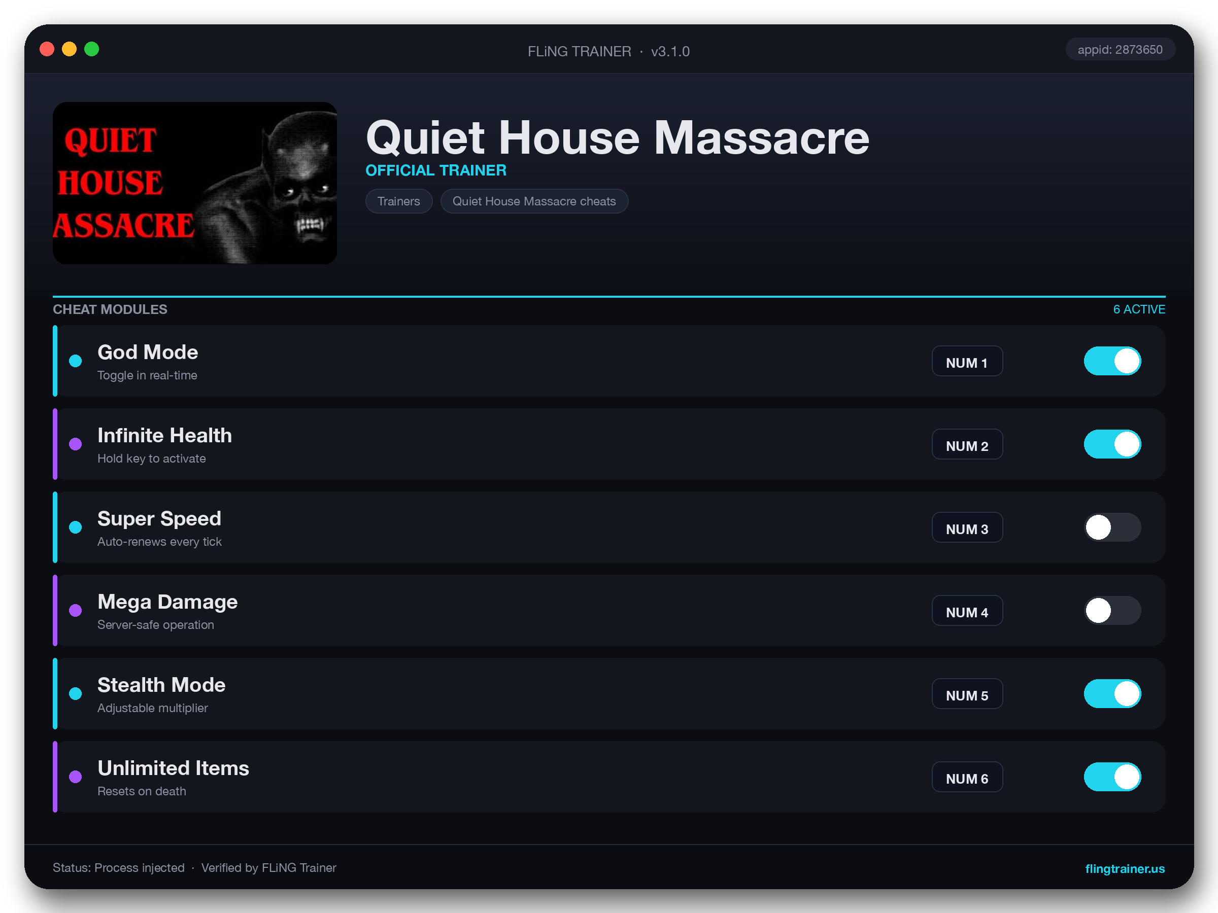 Quiet House Massacre Trainer interface