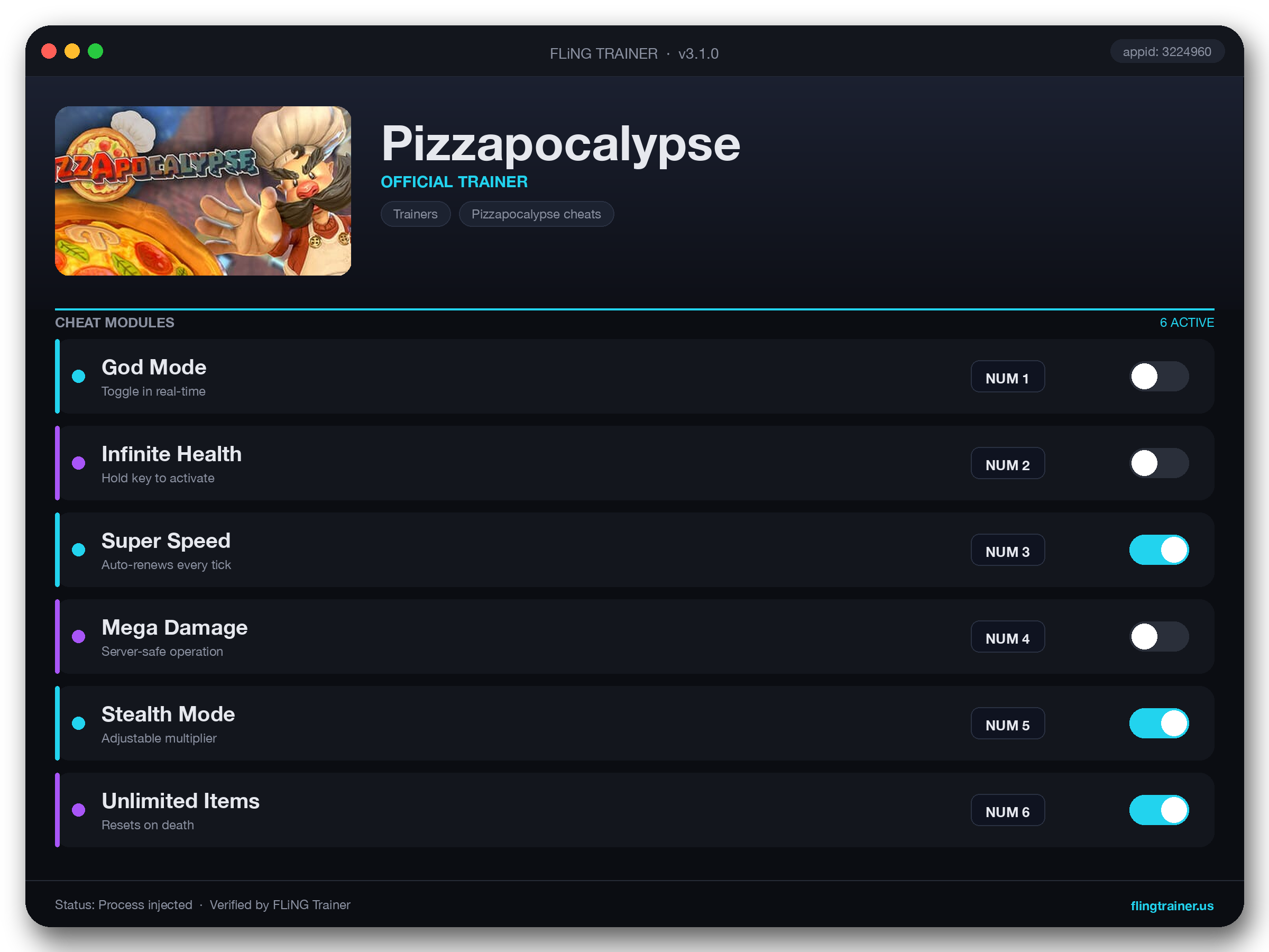 Pizzapocalypse Trainer interface