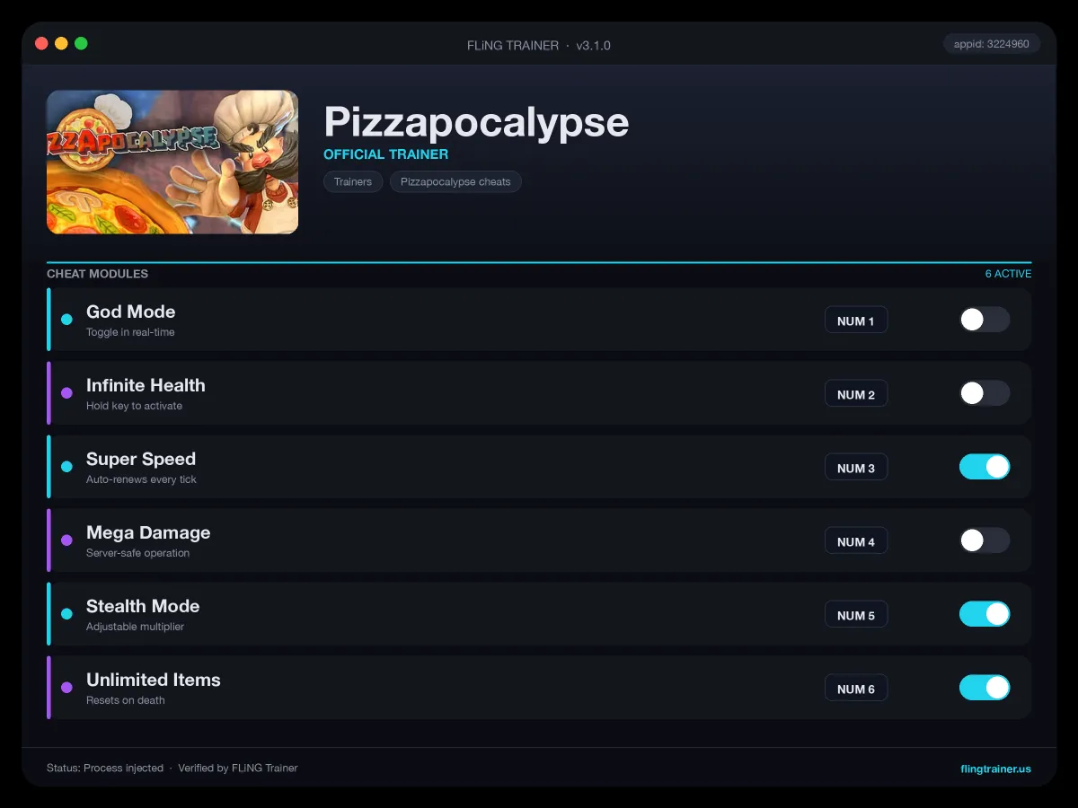Pizzapocalypse Trainer interface