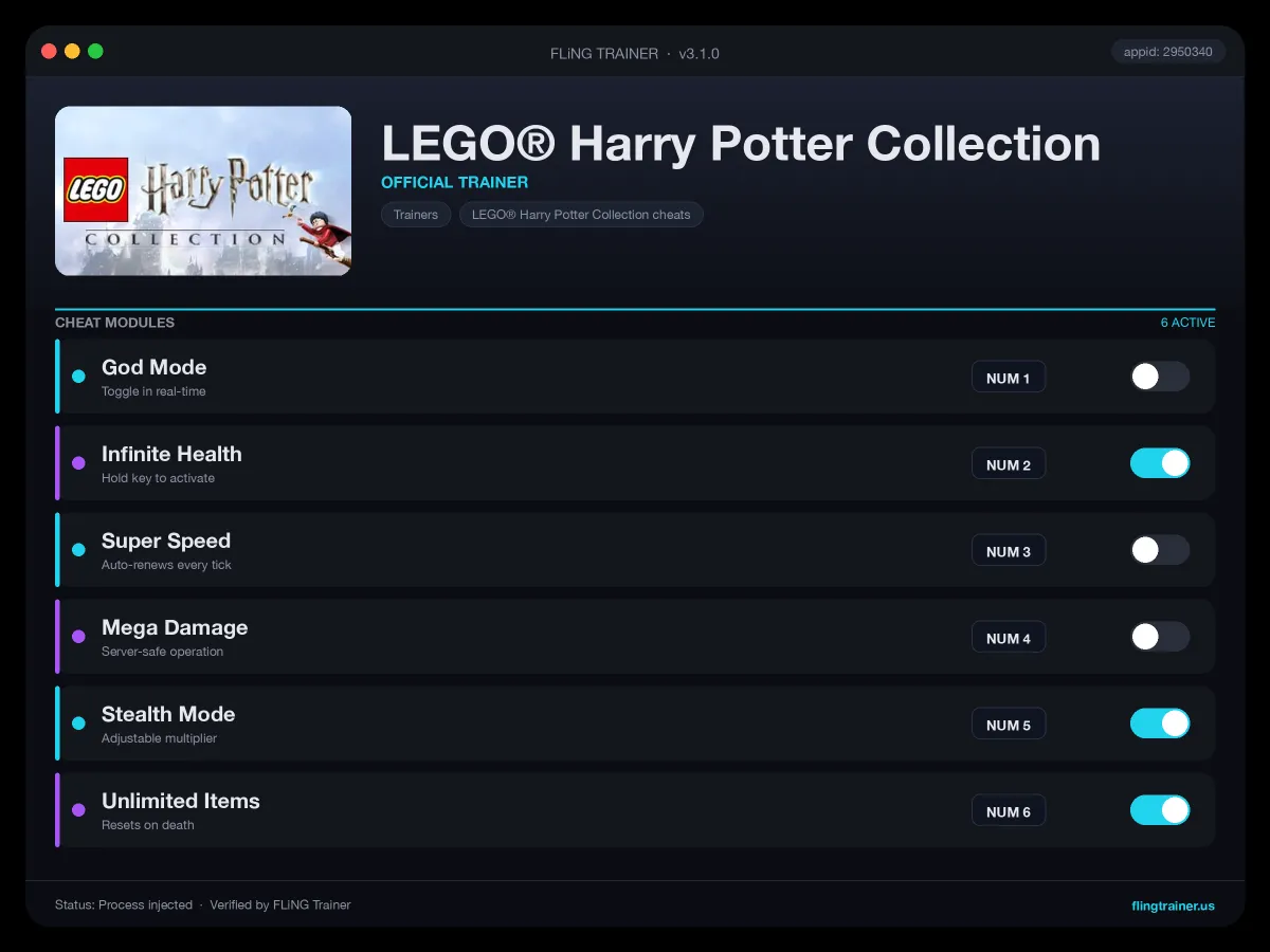 LEGO® Harry Potter Collection Trainer interface