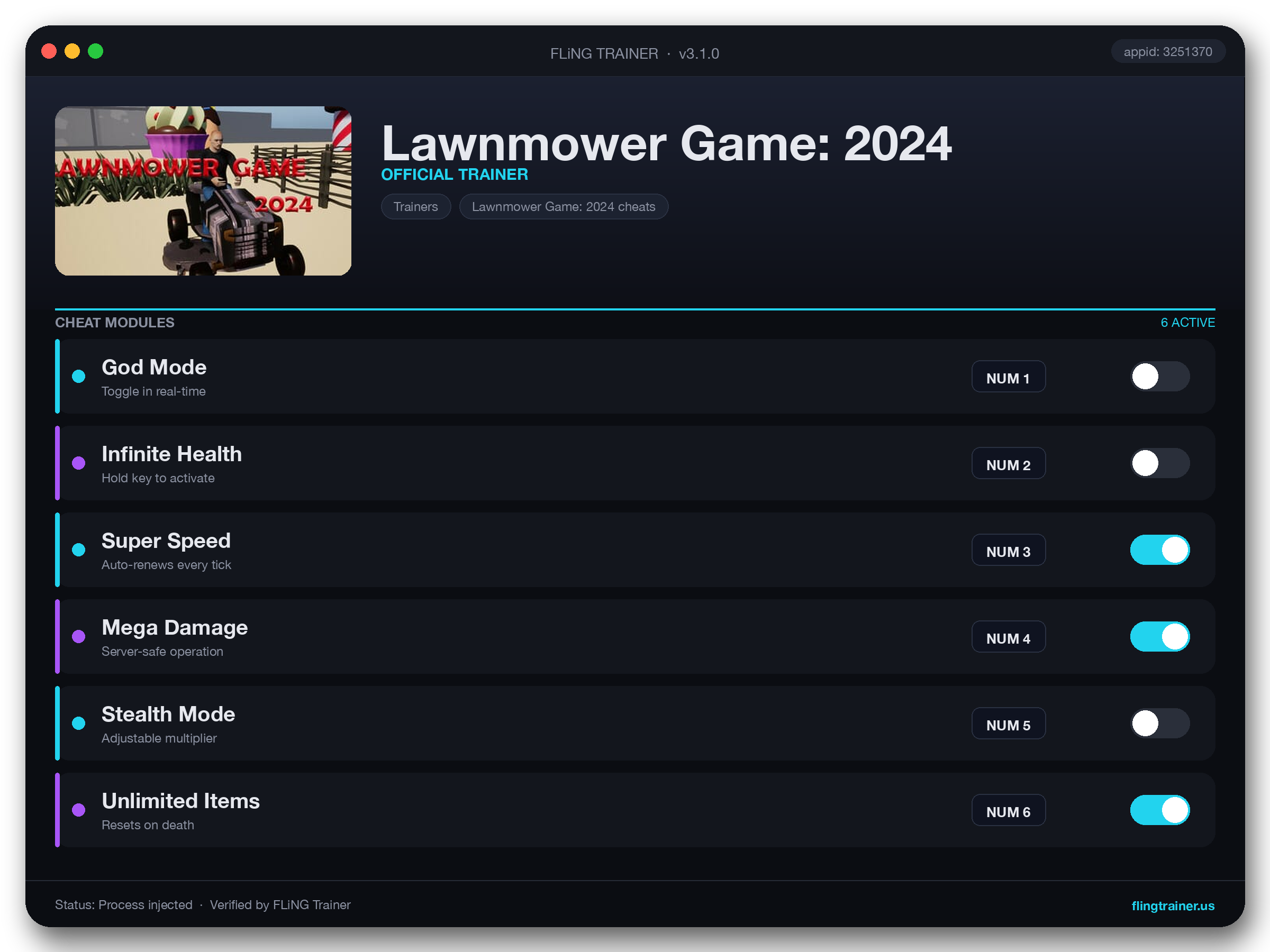 Lawnmower Game: 2024 Trainer interface