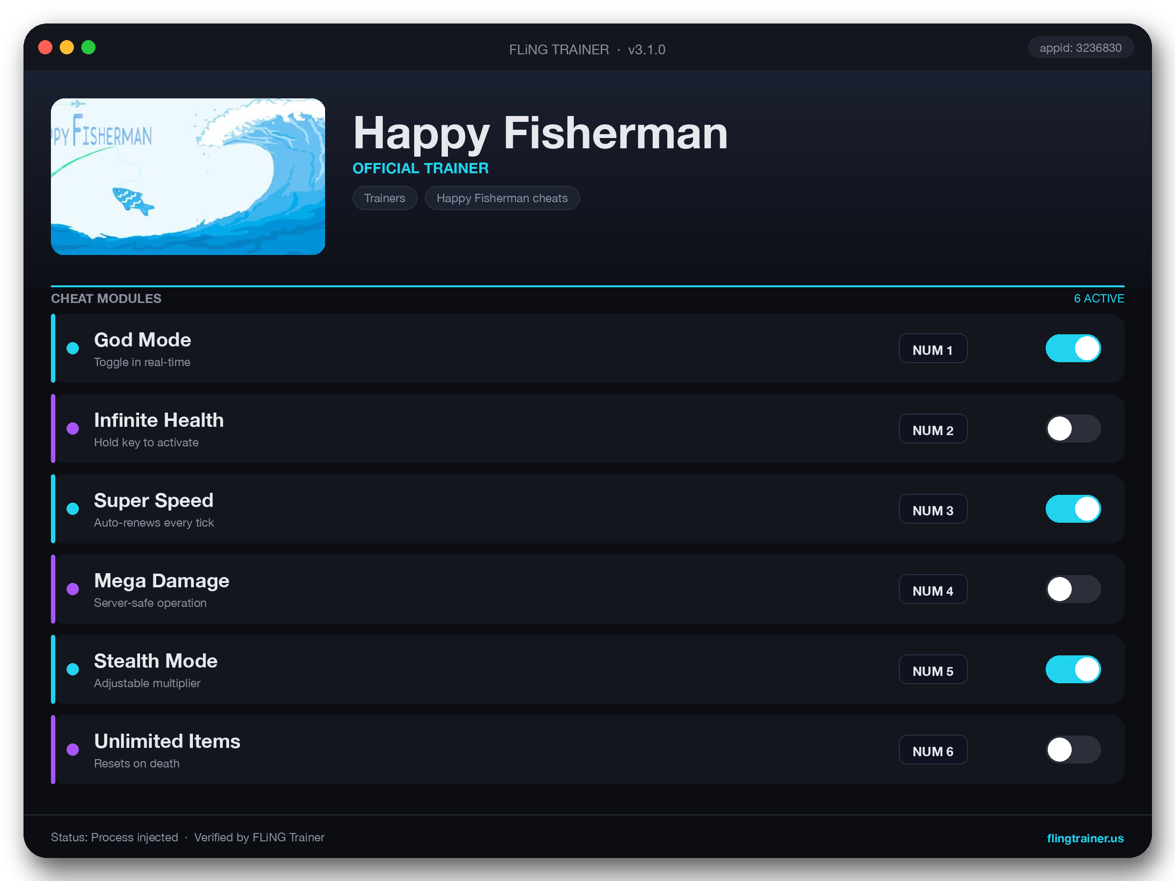 Happy Fisherman Trainer interface