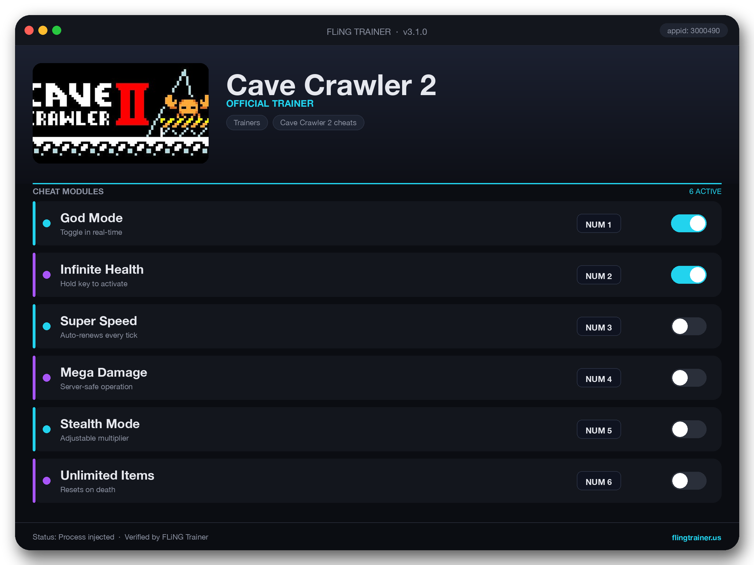 Cave Crawler 2 Trainer interface
