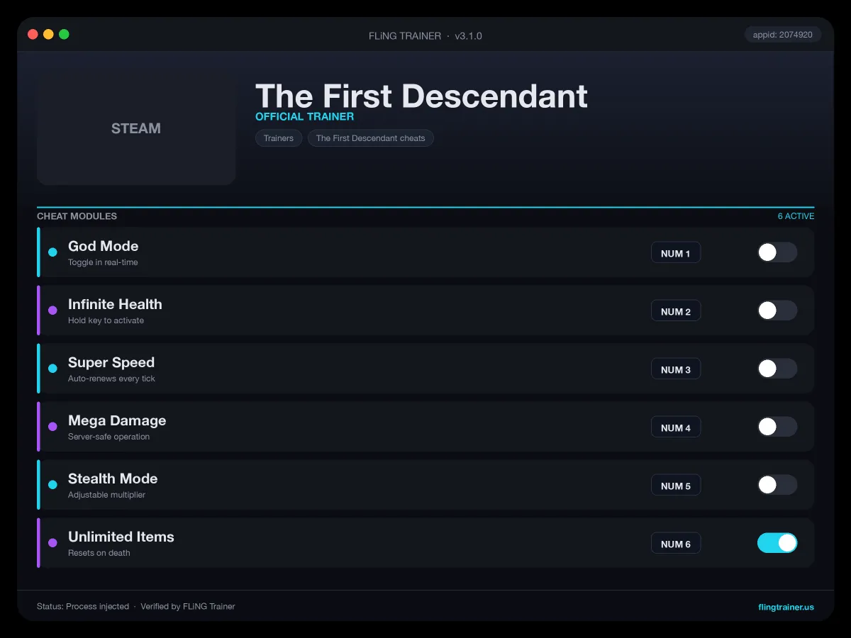 The First Descendant interface